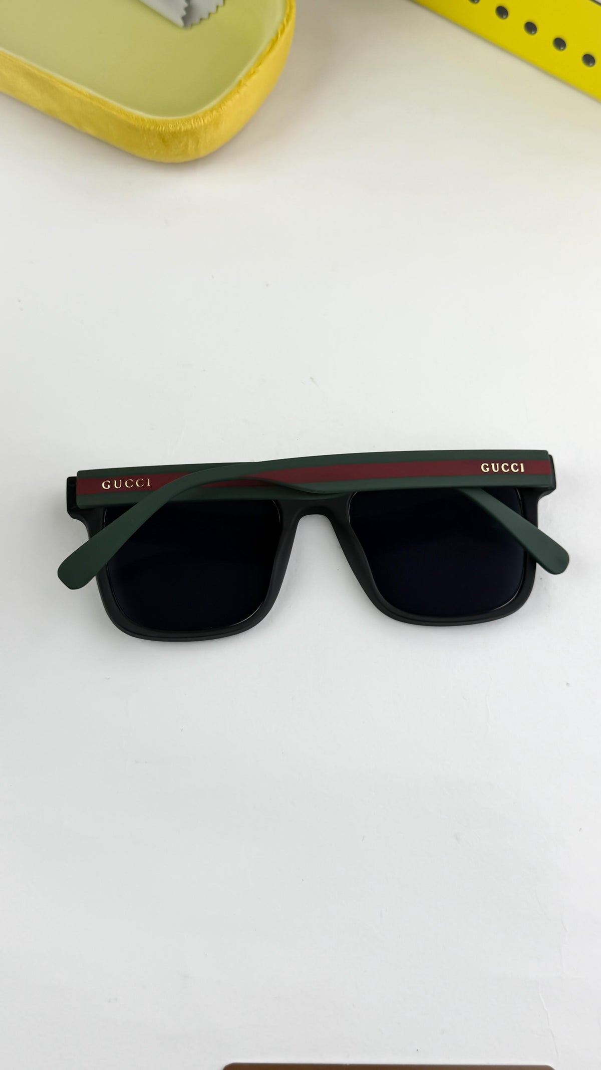 Gucci Black Green Signature Sunglasses For Men's