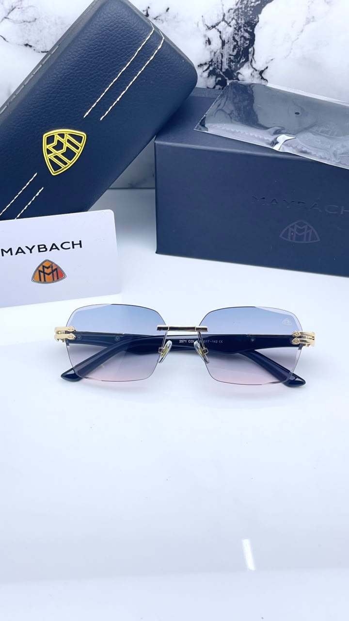 Maybach Square Aviator Gradient Blue Unisex Sunglasses