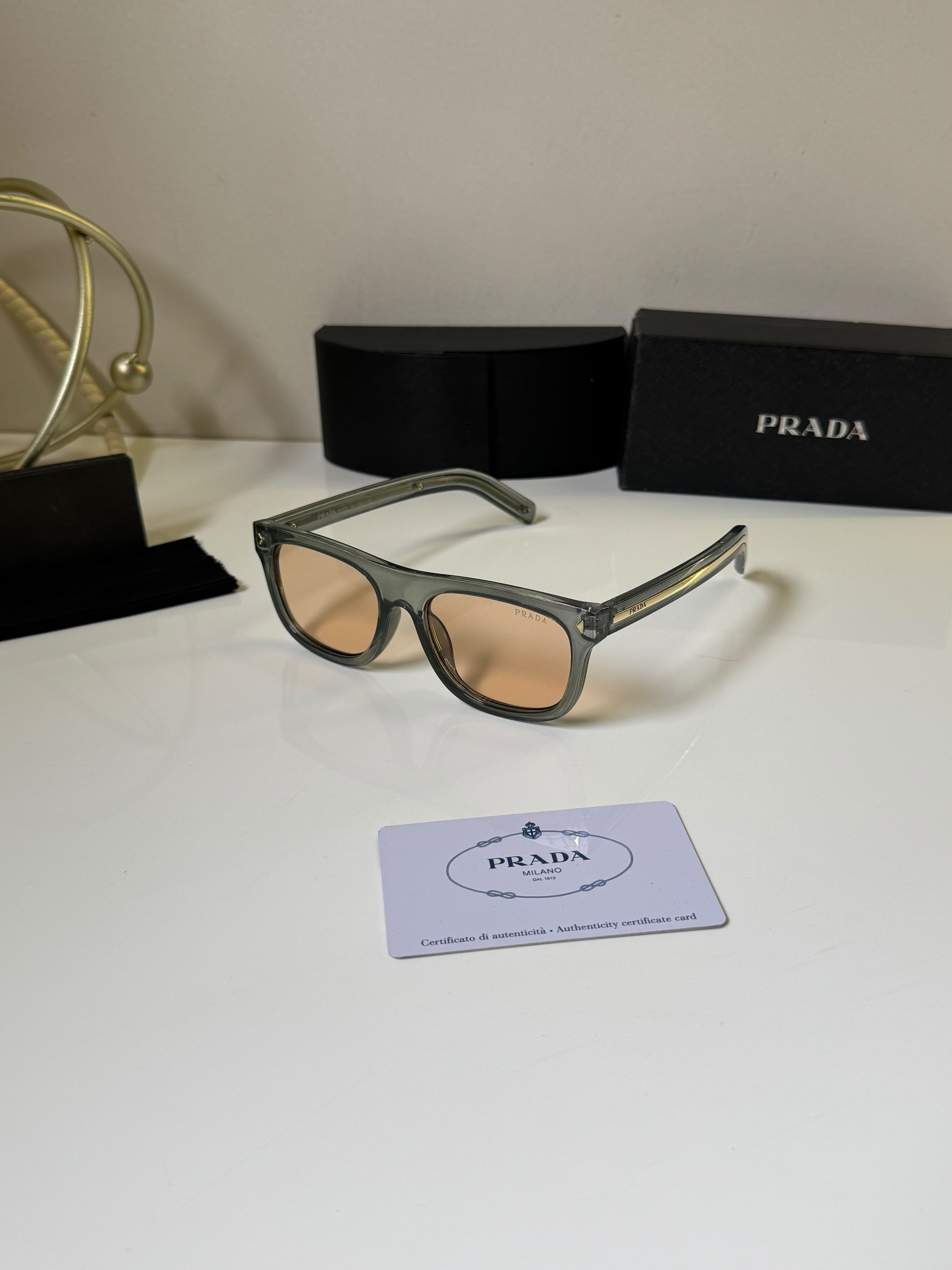 Prada Brown UV Protected Wayfarer Sunglasses for Men's