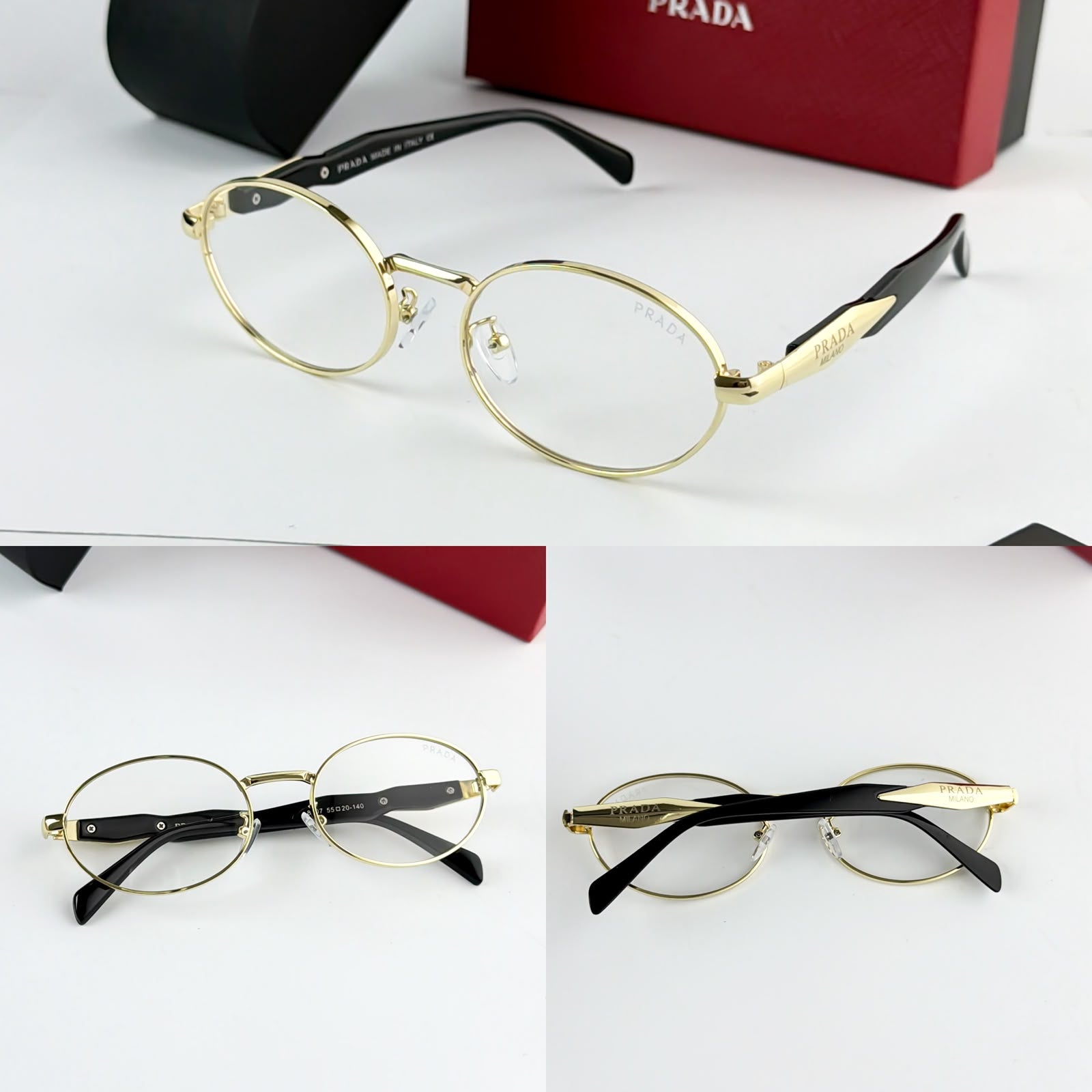Prada Gold plano Full Frame Unisex Sunglasses
