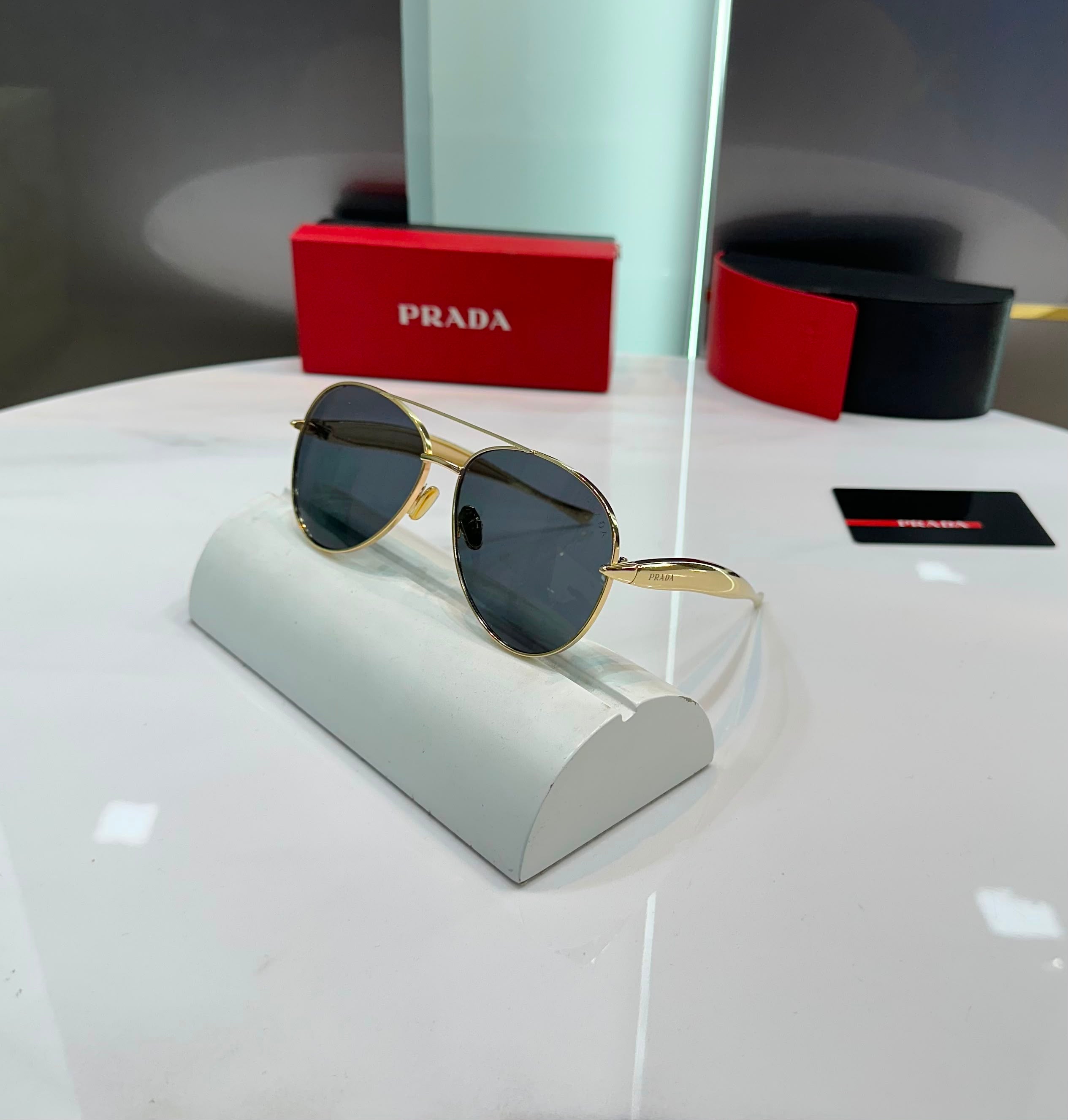 Prada Trending Aviator UV400 Unisex Sunglasses with Designer Metal Frame