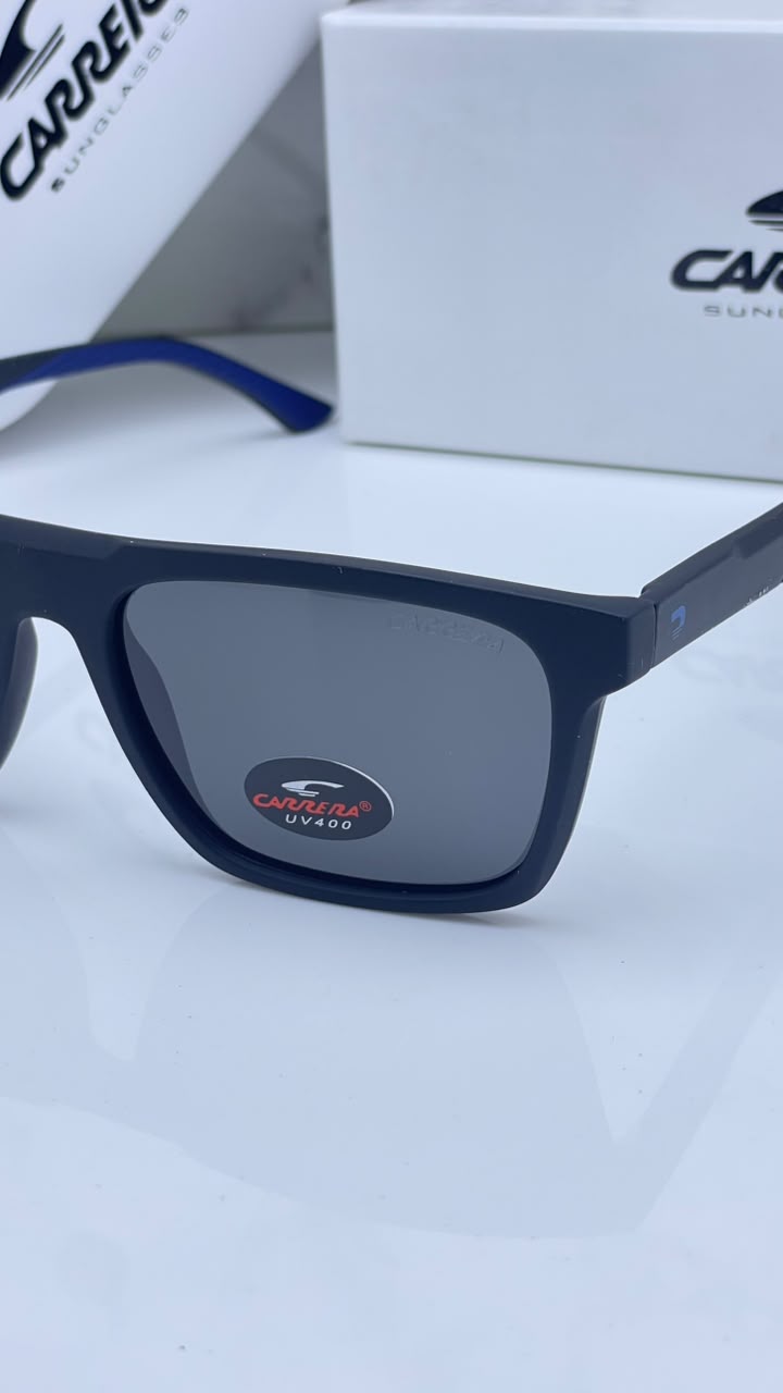 Carrera Men's Sunglasses Grey Polarized Lens Rectangular Matt Blue Frame