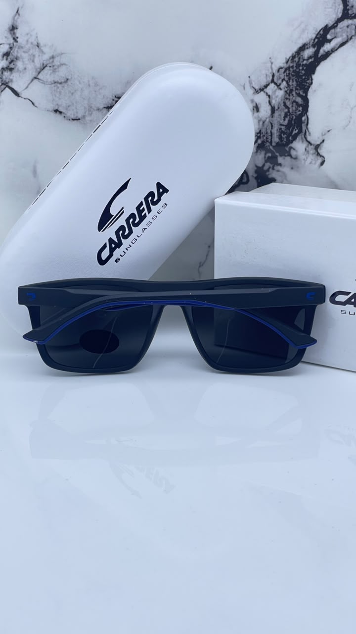Carrera Men's Sunglasses Grey Polarized Lens Rectangular Matt Blue Frame