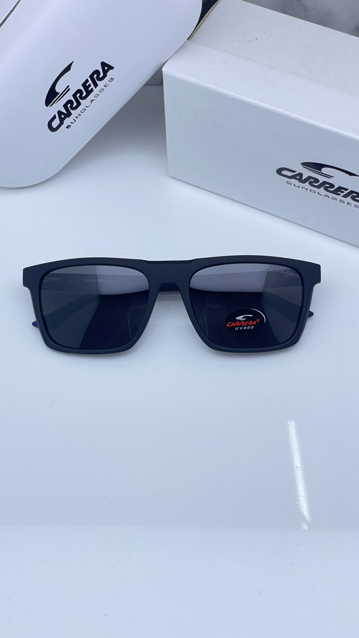 Carrera Men's Sunglasses Grey Polarized Lens Rectangular Matt Blue Frame