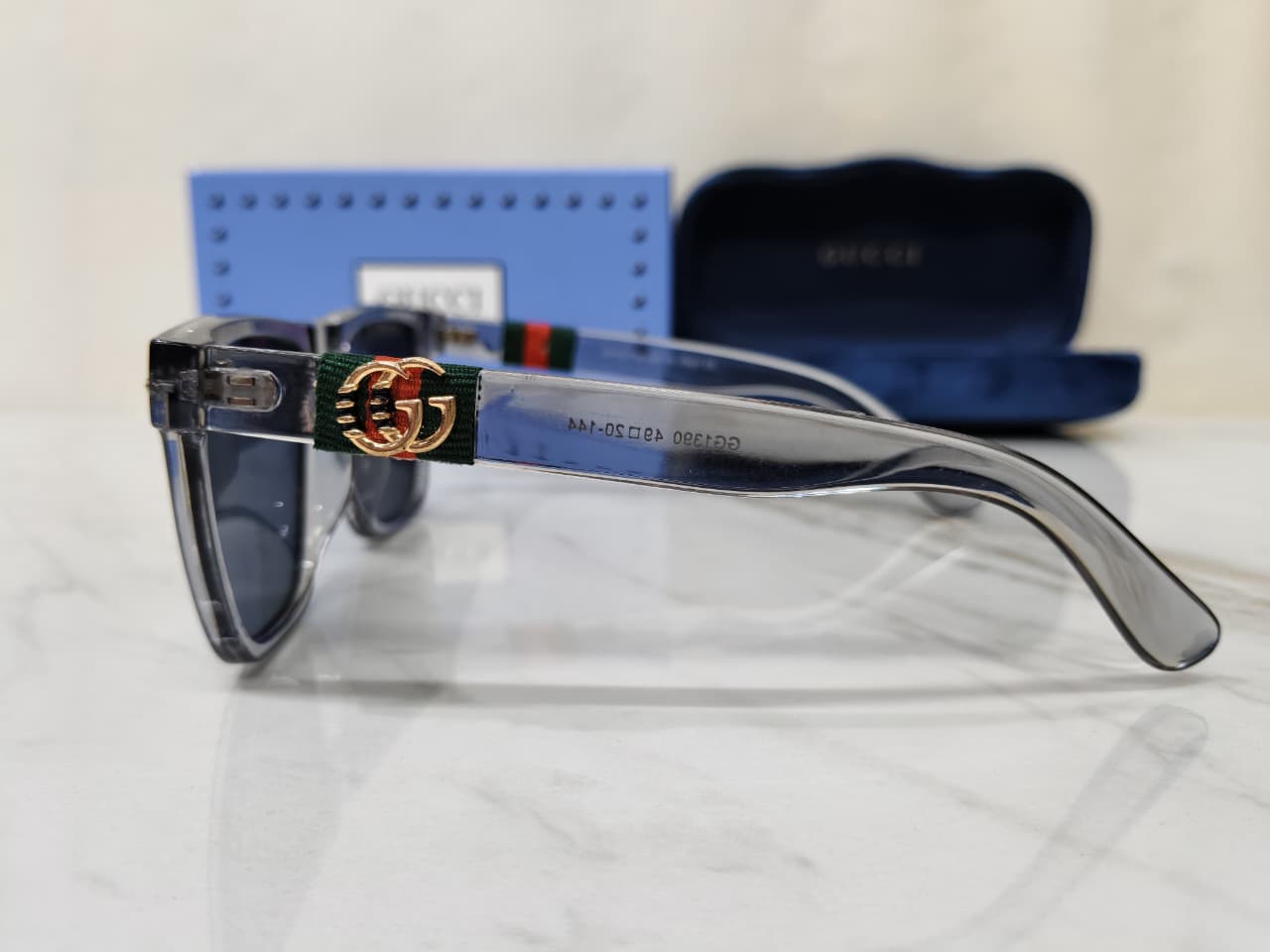 Gucci Square Unisex Sunglasses Black Polycarbonate