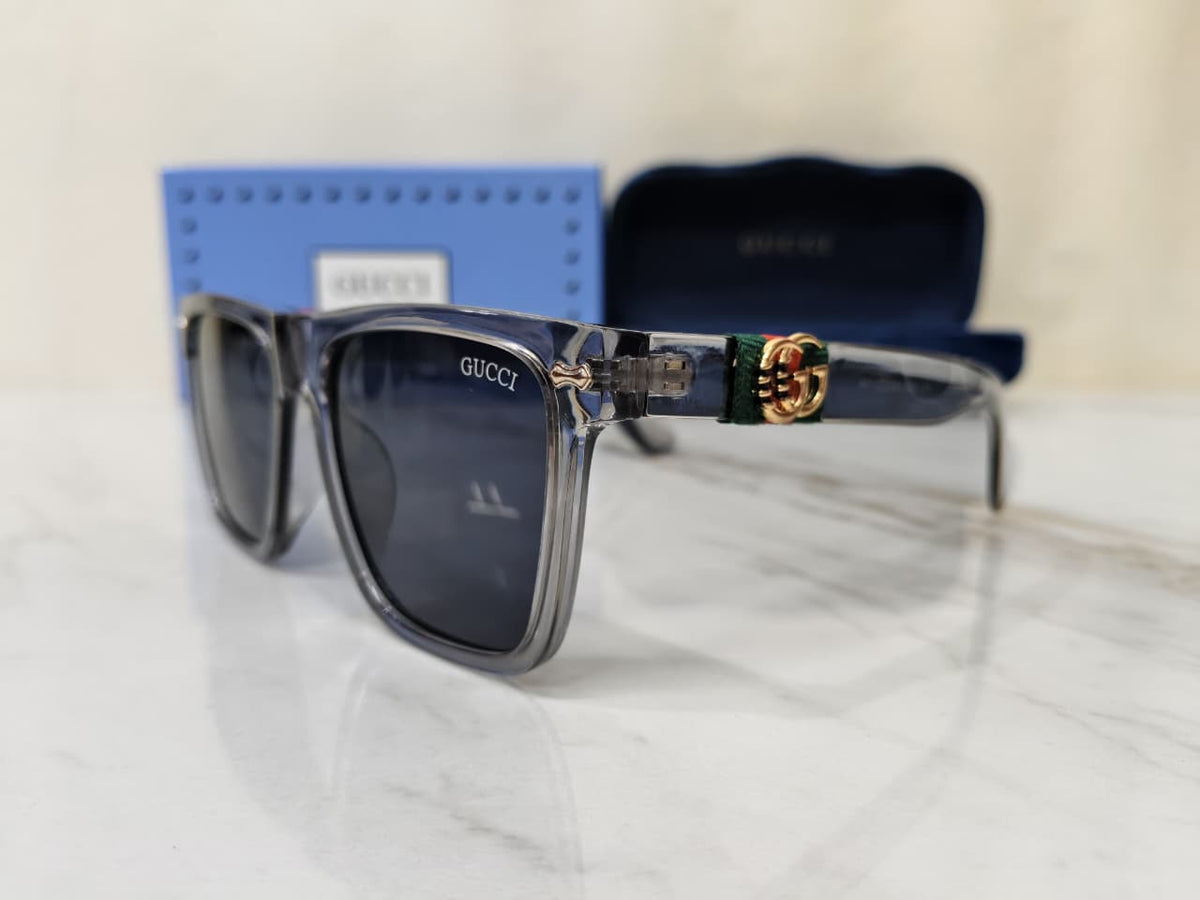Gucci Square Unisex Sunglasses Black Polycarbonate