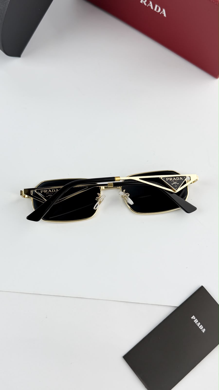 Prada Geometric Gold Black Unisex Sunglasses