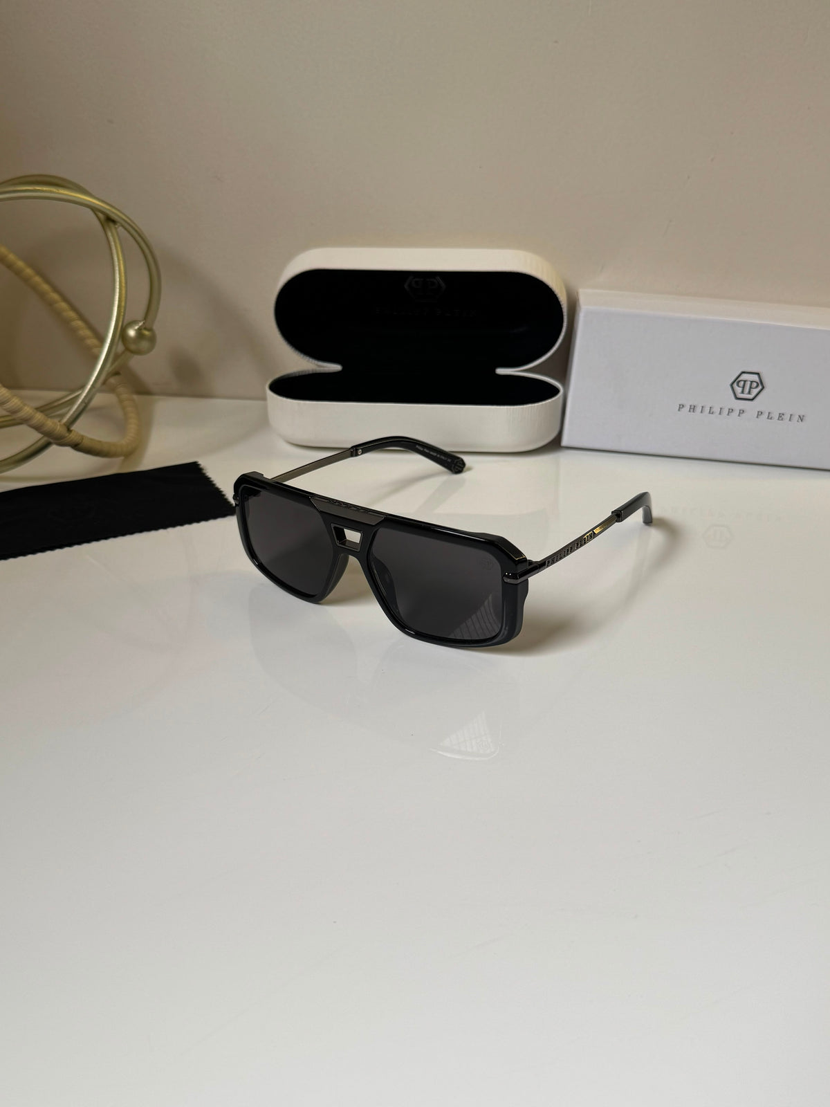 Philipp Plein Men's Grey Lens & Black Square Sunglasses