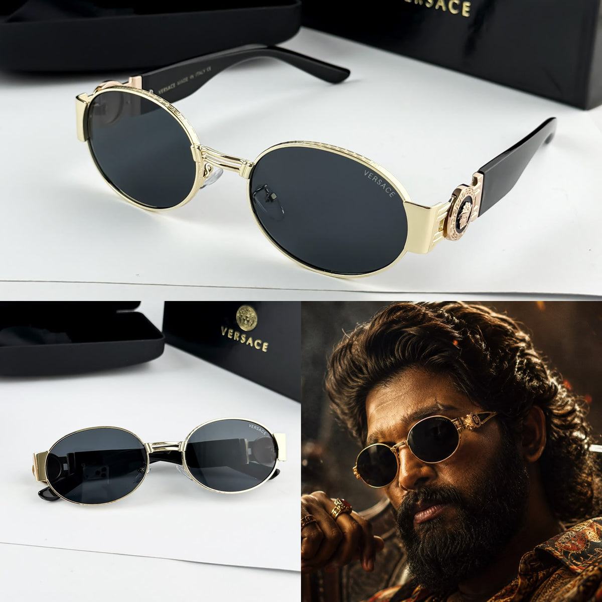 Versace Metal Gold Black Man Sunglass