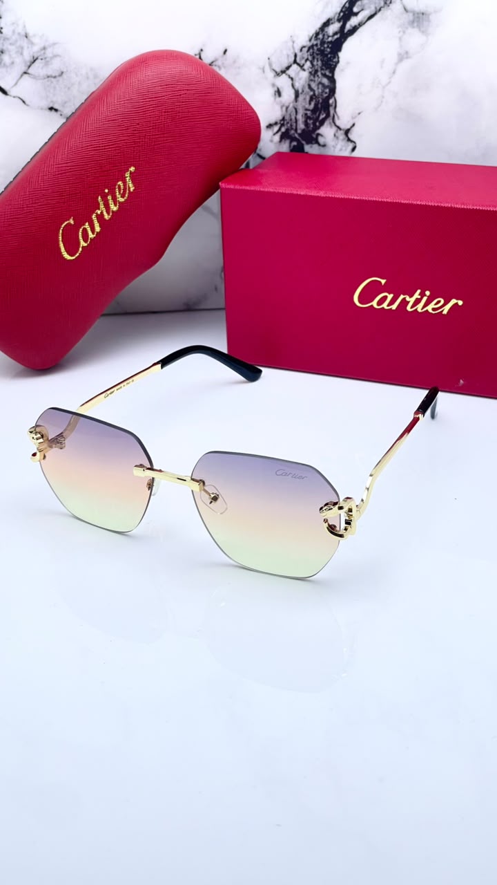 luxury Cartier-inspired rimless gradient Women sunglasses
