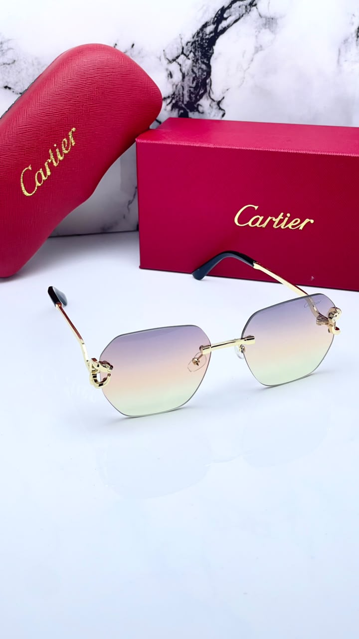 luxury Cartier-inspired rimless gradient Women sunglasses