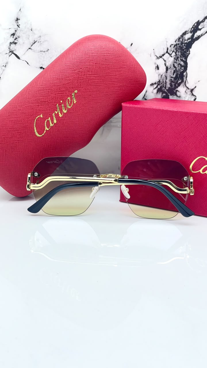 luxury Cartier-inspired rimless gradient Women sunglasses
