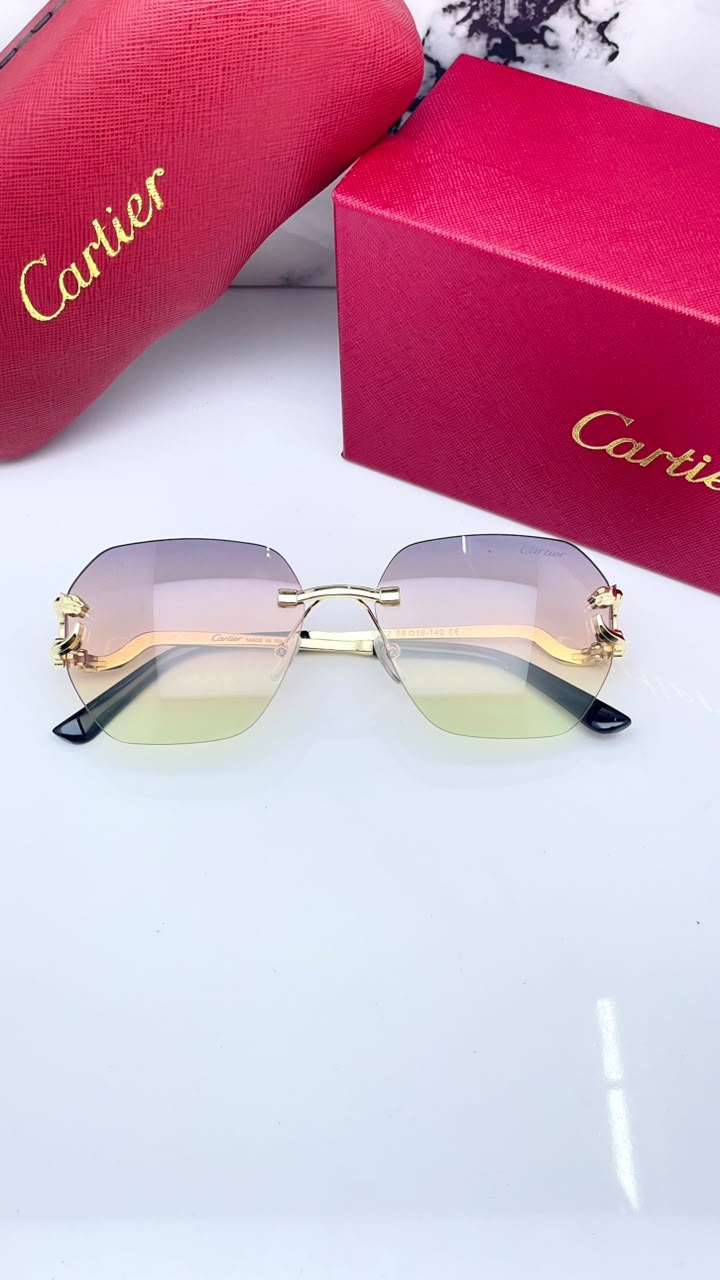 luxury Cartier-inspired rimless gradient Women sunglasses