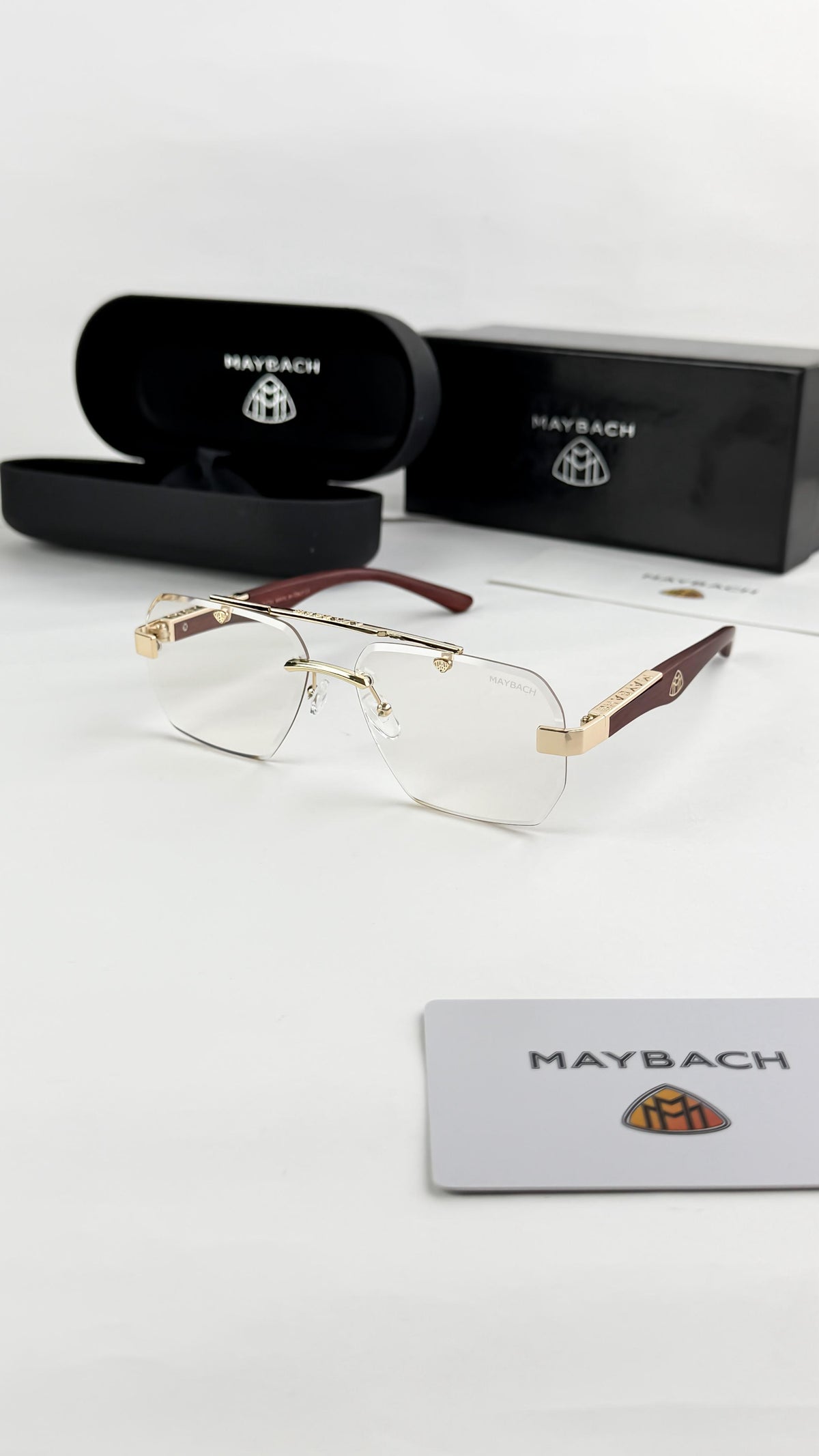 Maybach luxury rimless clear eyeglasses