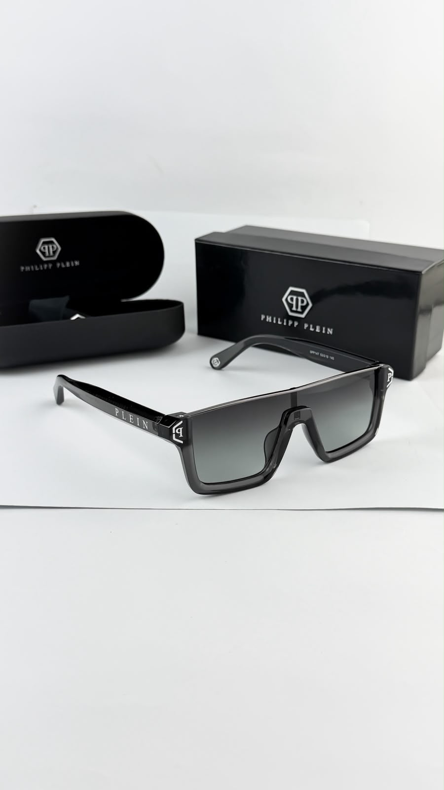 Philipp Plein Men's Black Rectangular Sunglasses