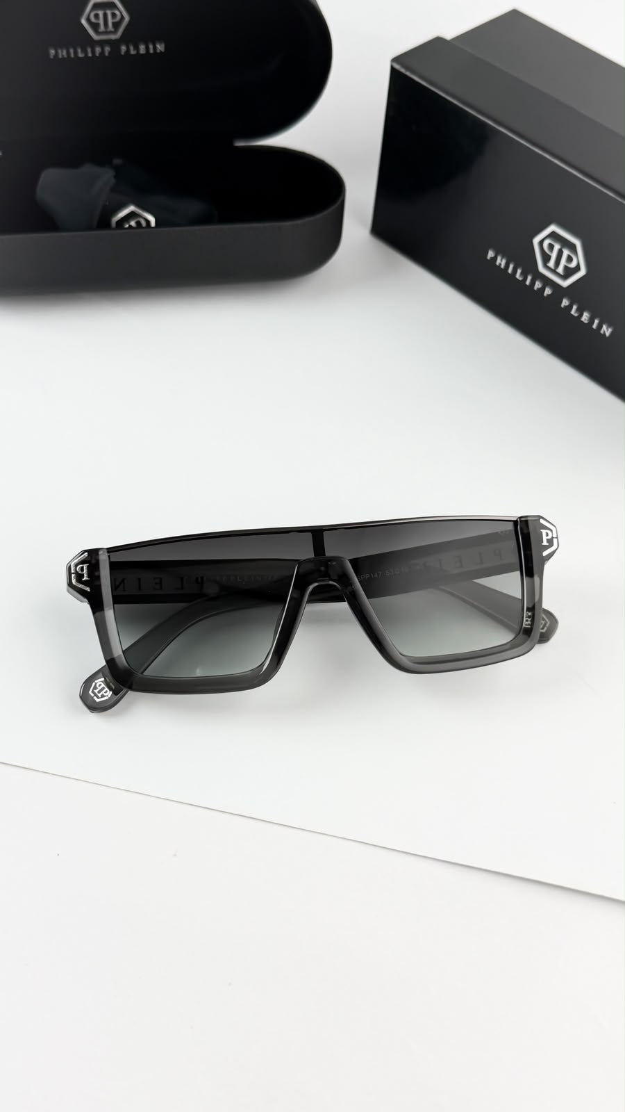Philipp Plein Men's Black Rectangular Sunglasses