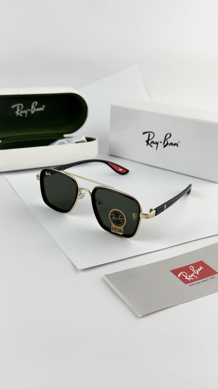 Rayban Gold & Green Men's Sunglass