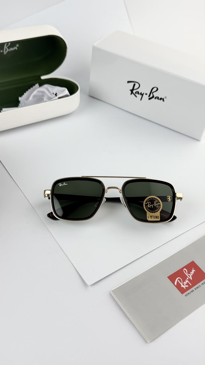 Rayban Gold & Green Men's Sunglass