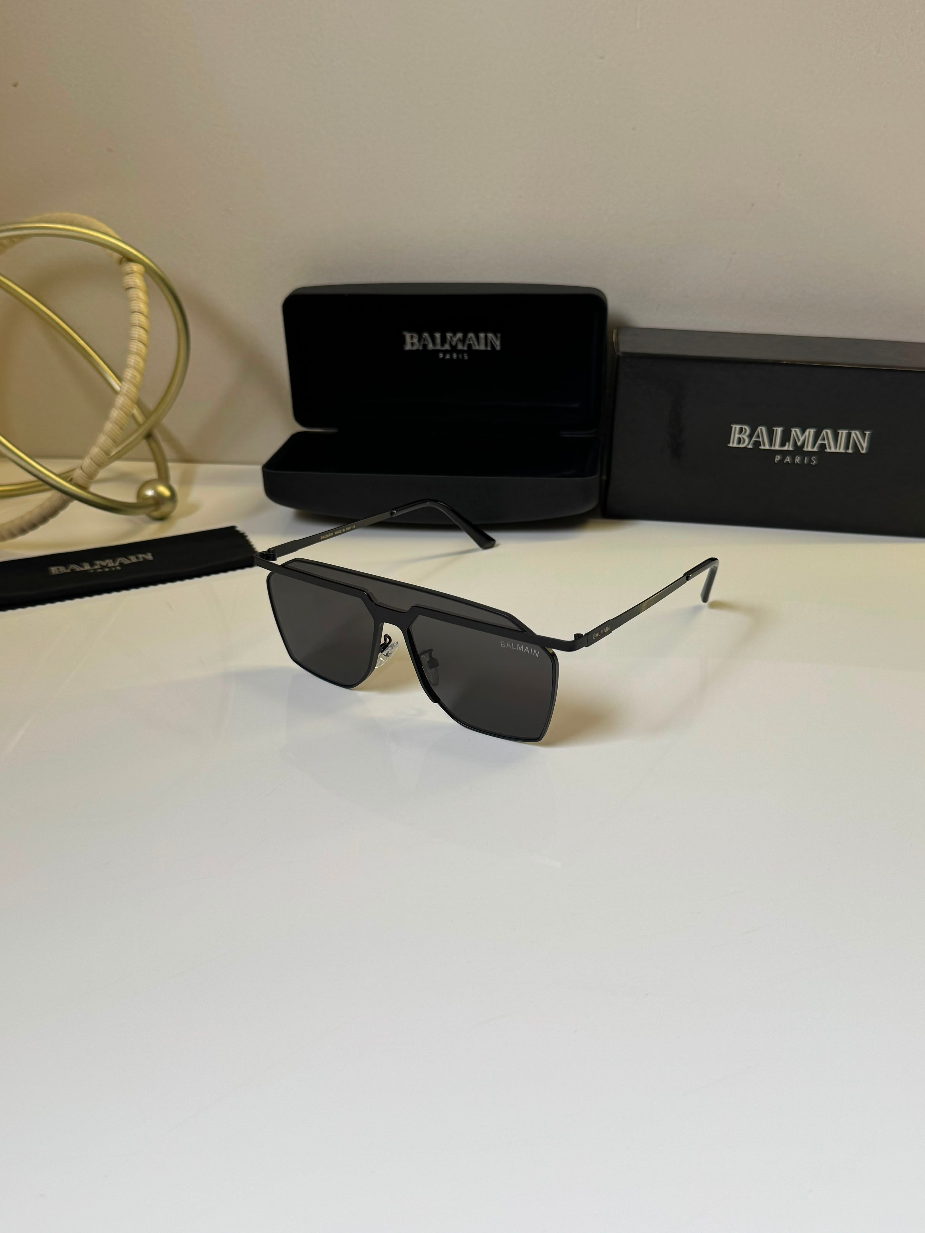 Balmain 64mm Rectangle Sunglasses Men's Black