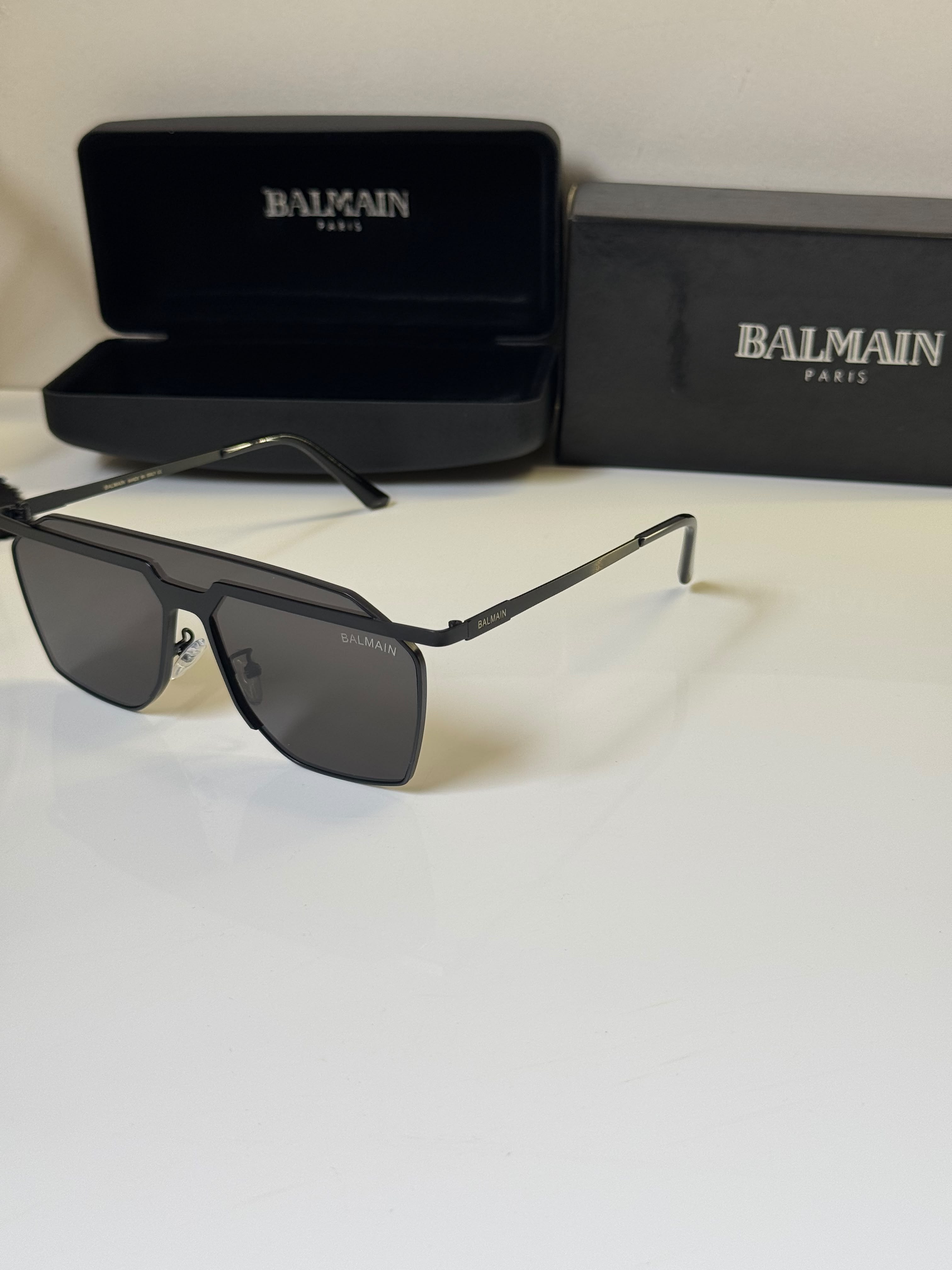 Balmain 64mm Rectangle Sunglasses Men's Black