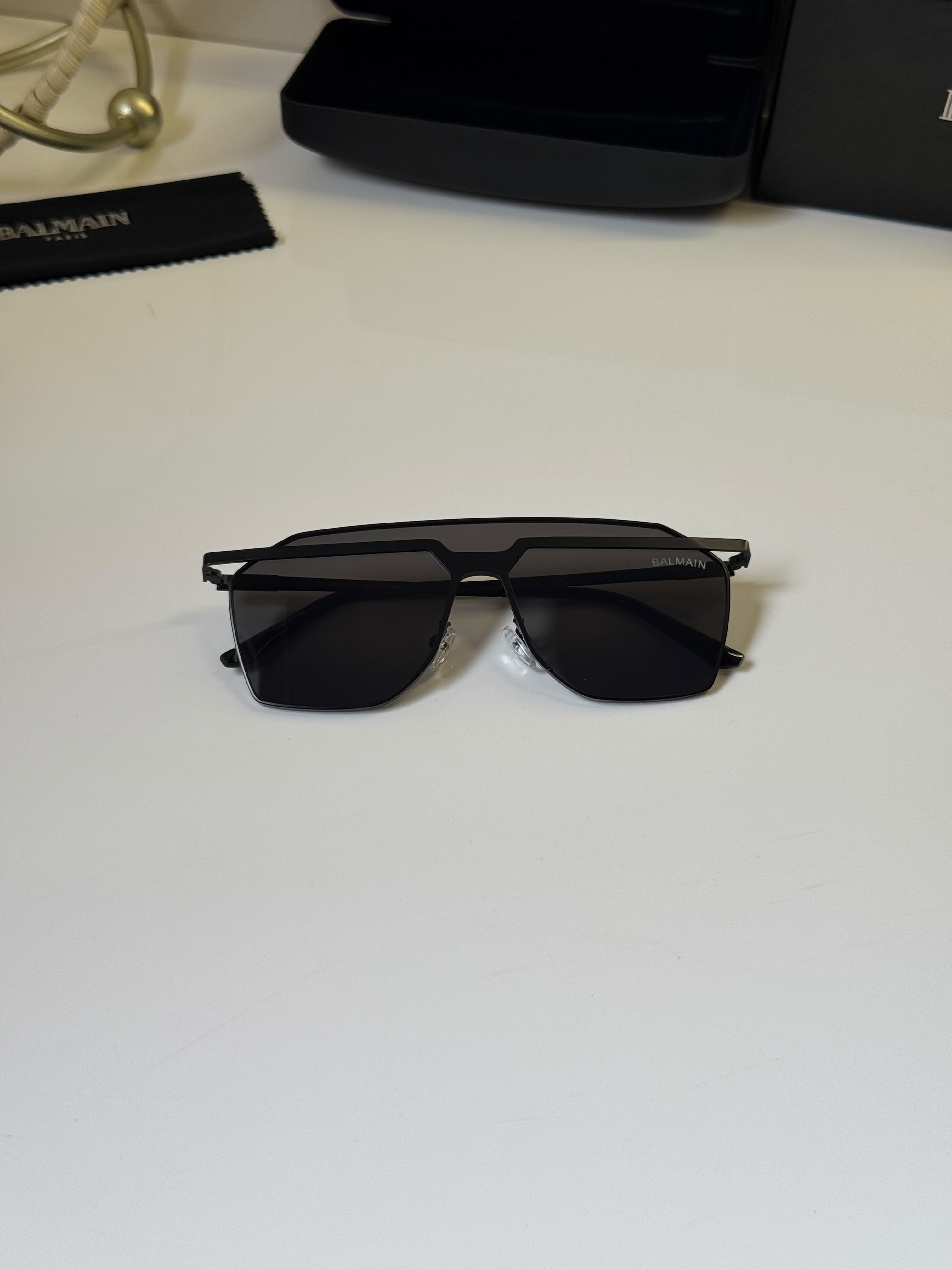Balmain 64mm Rectangle Sunglasses Men's Black