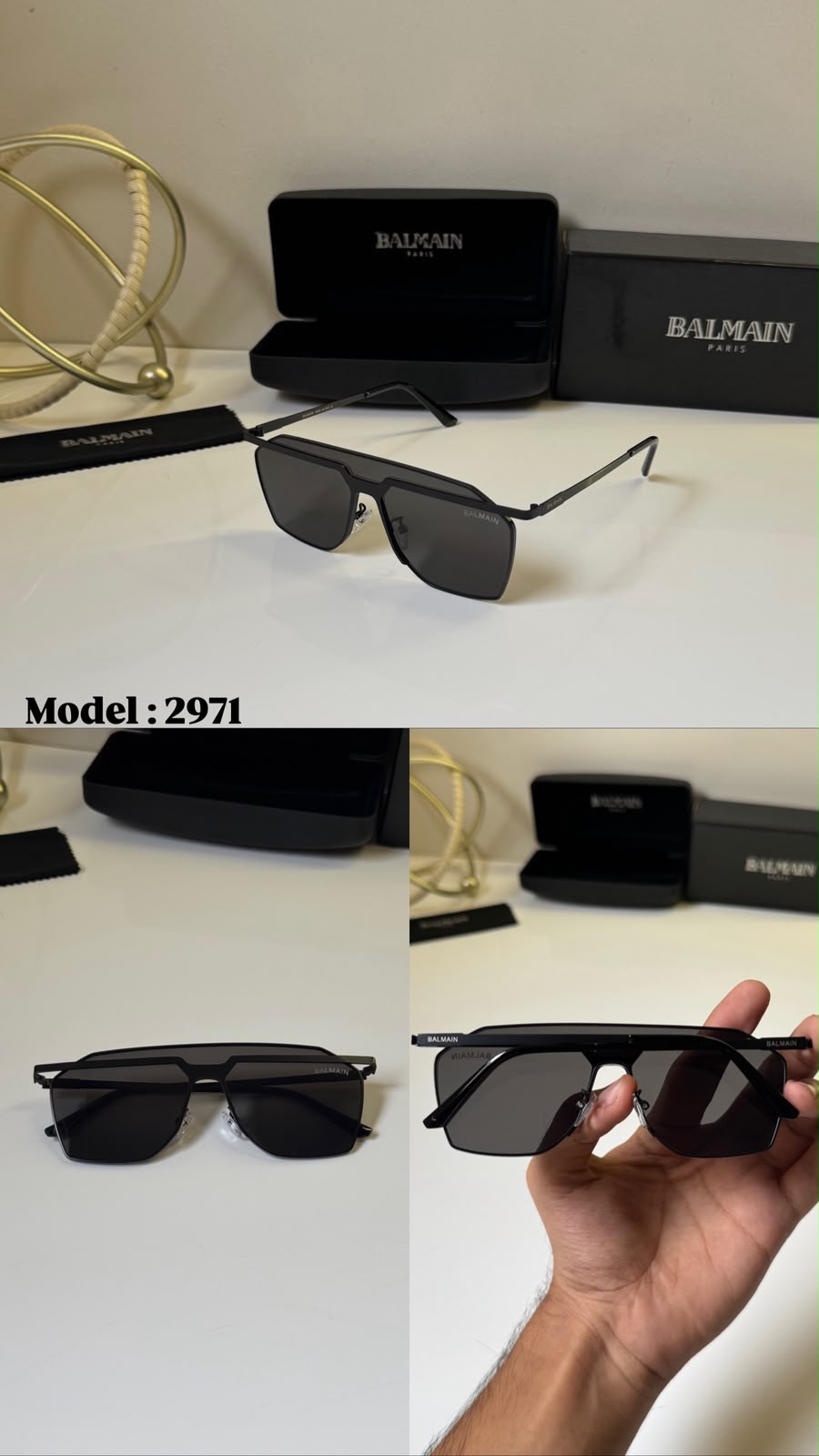 Balmain 64mm Rectangle Sunglasses Men's Black