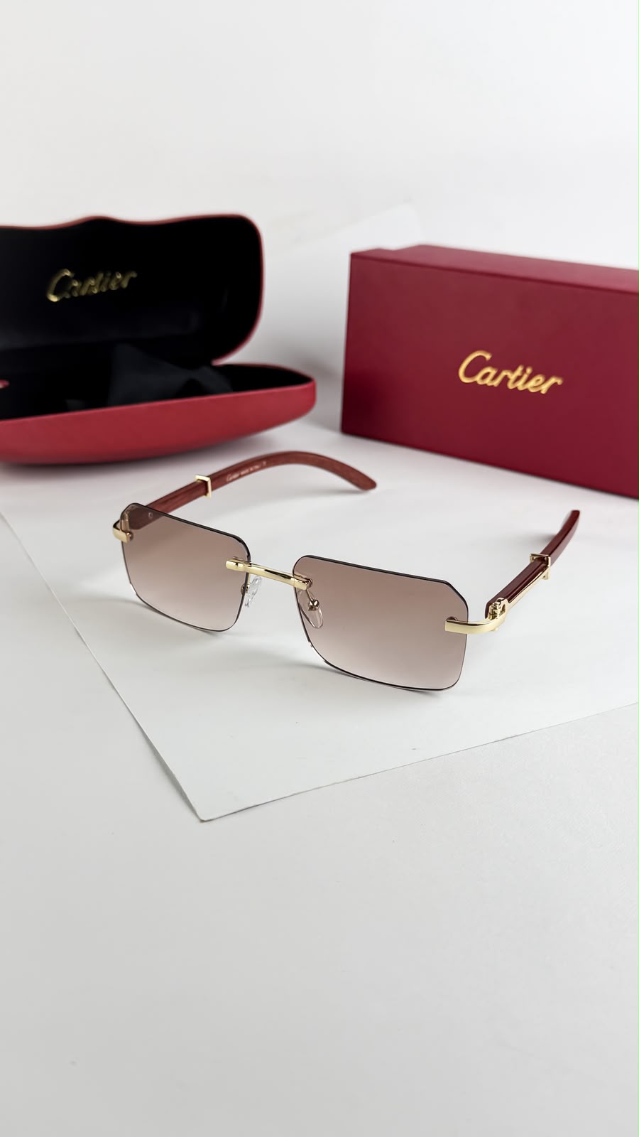 Cartier Men's Frameless Square Glasses Lightweight