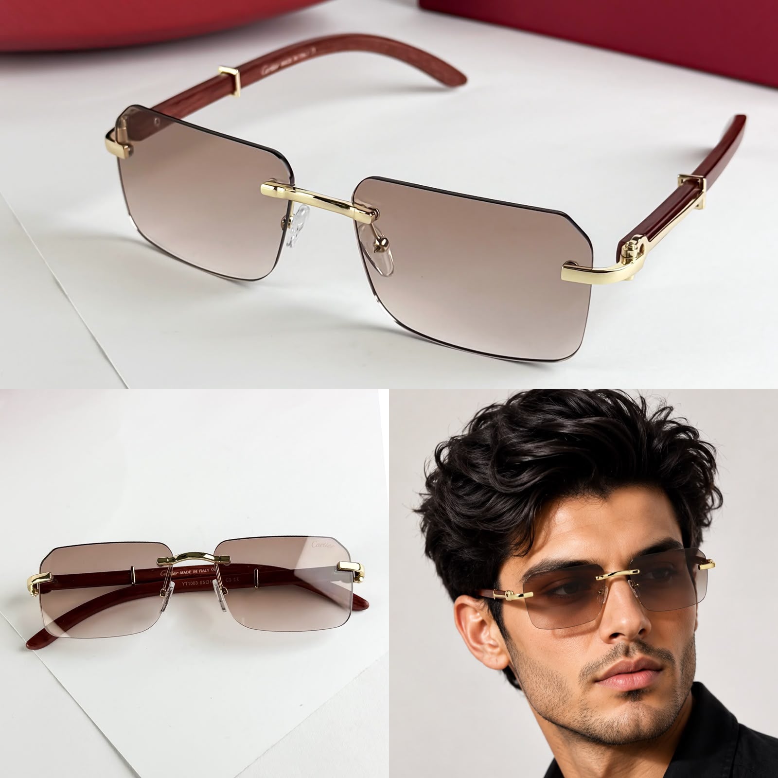 Cartier Men's Frameless Square Glasses Lightweight
