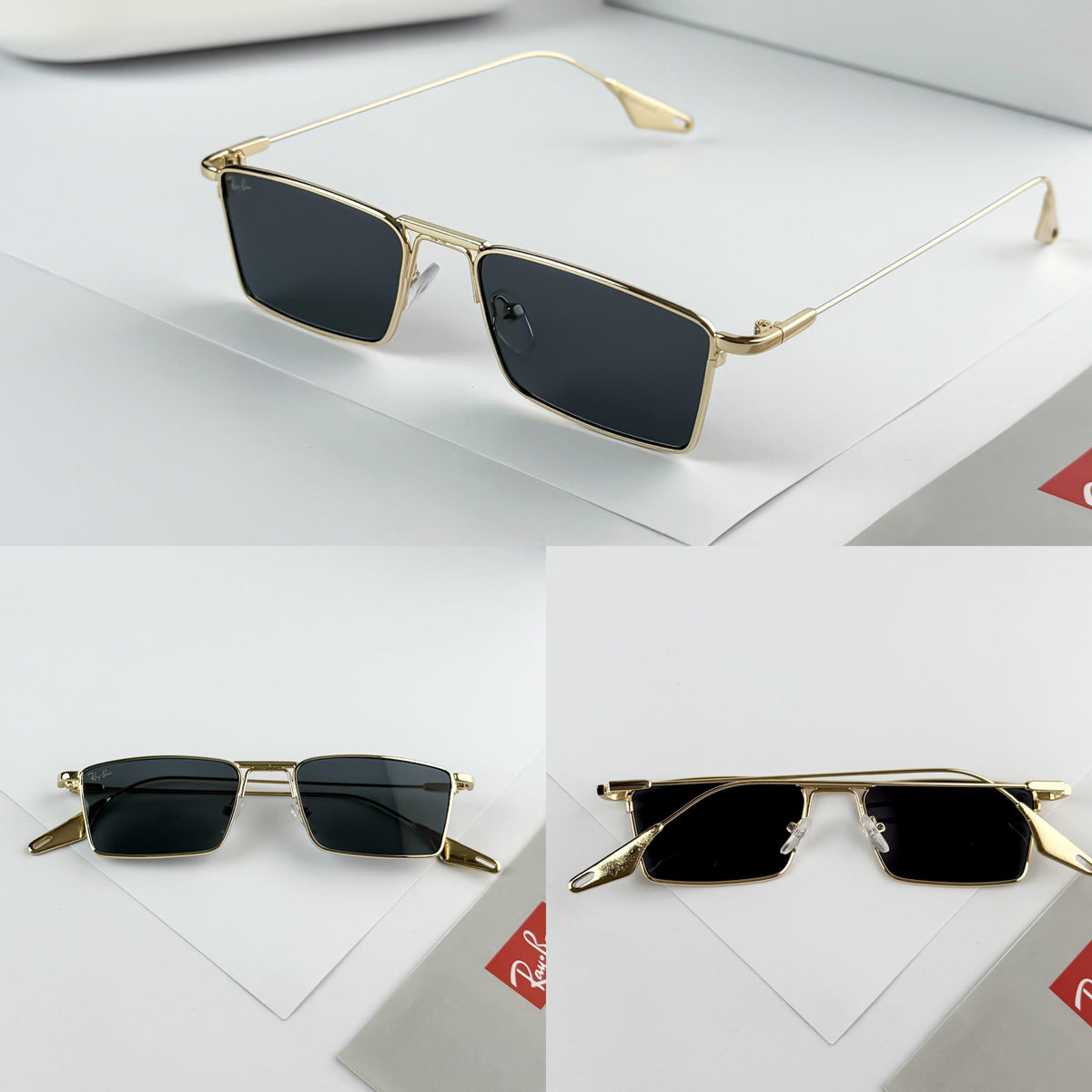 Rayban Pulse Unisex UV Protected Grey Lens Rectangle Men's Sunglasses