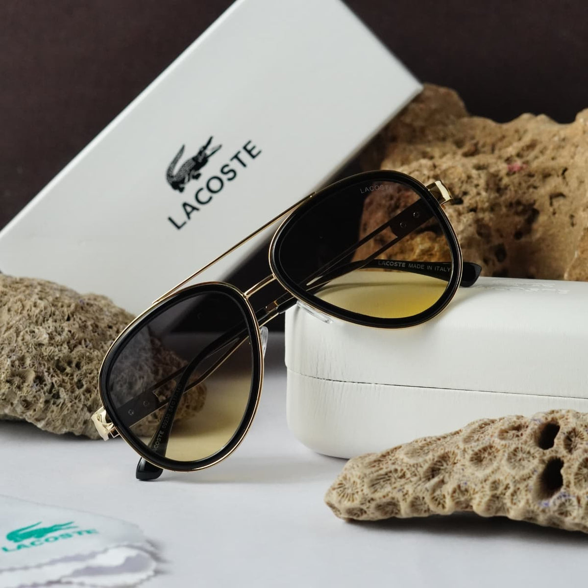 Lacoste 56mm Medium Black Polarized Men's Sunglasses