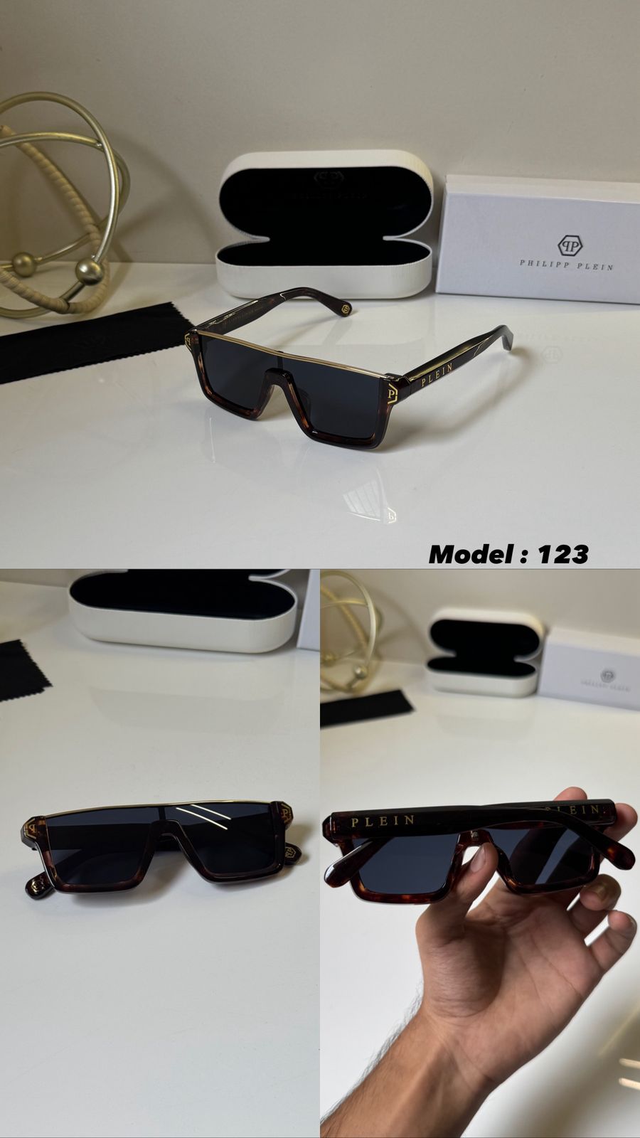 Philipp Plein Square Oversized Sunglasses Vintage Big Frame Unisex