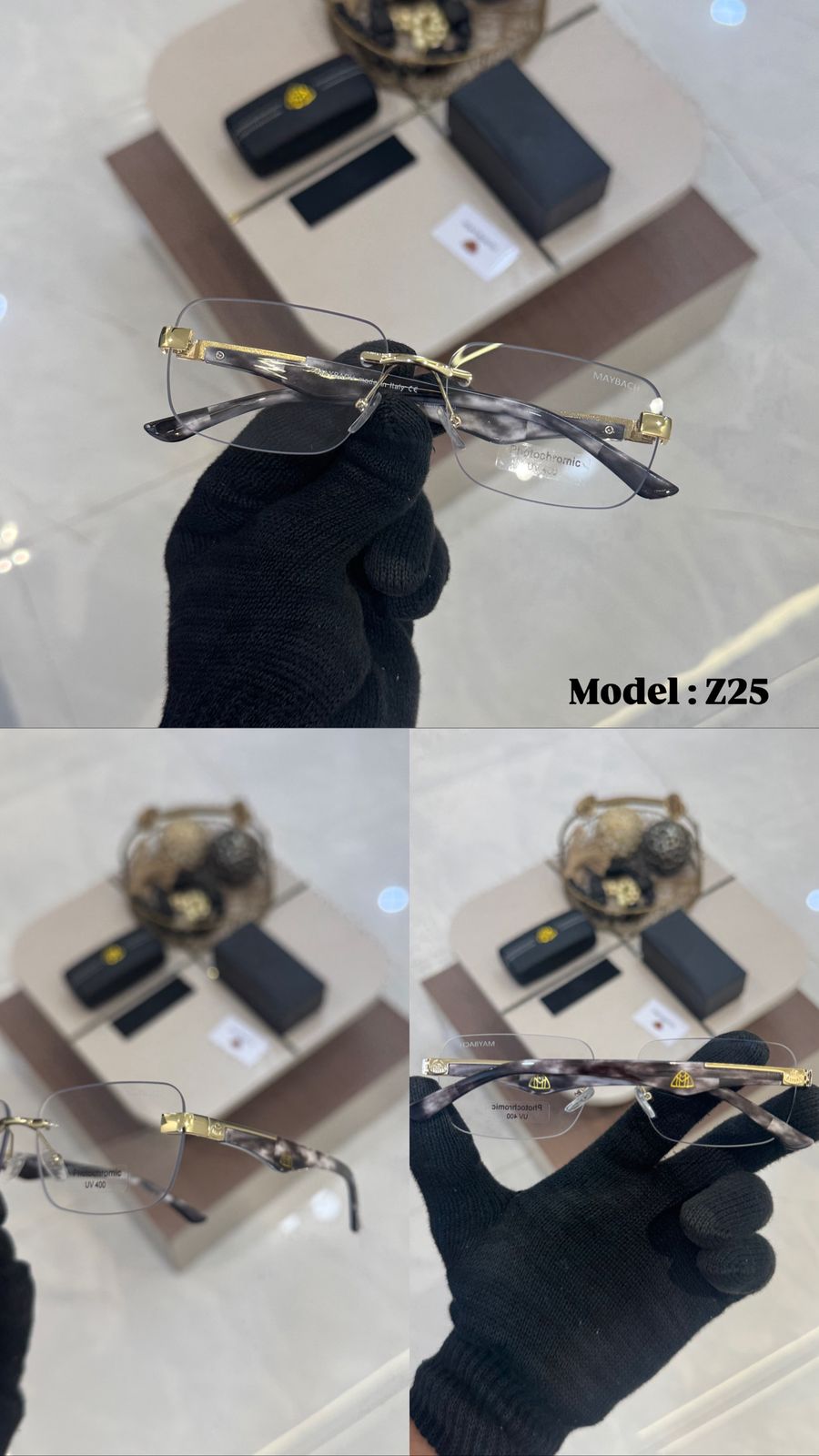 Maybach Rimless Men's Gold Silver Black Optical Frames