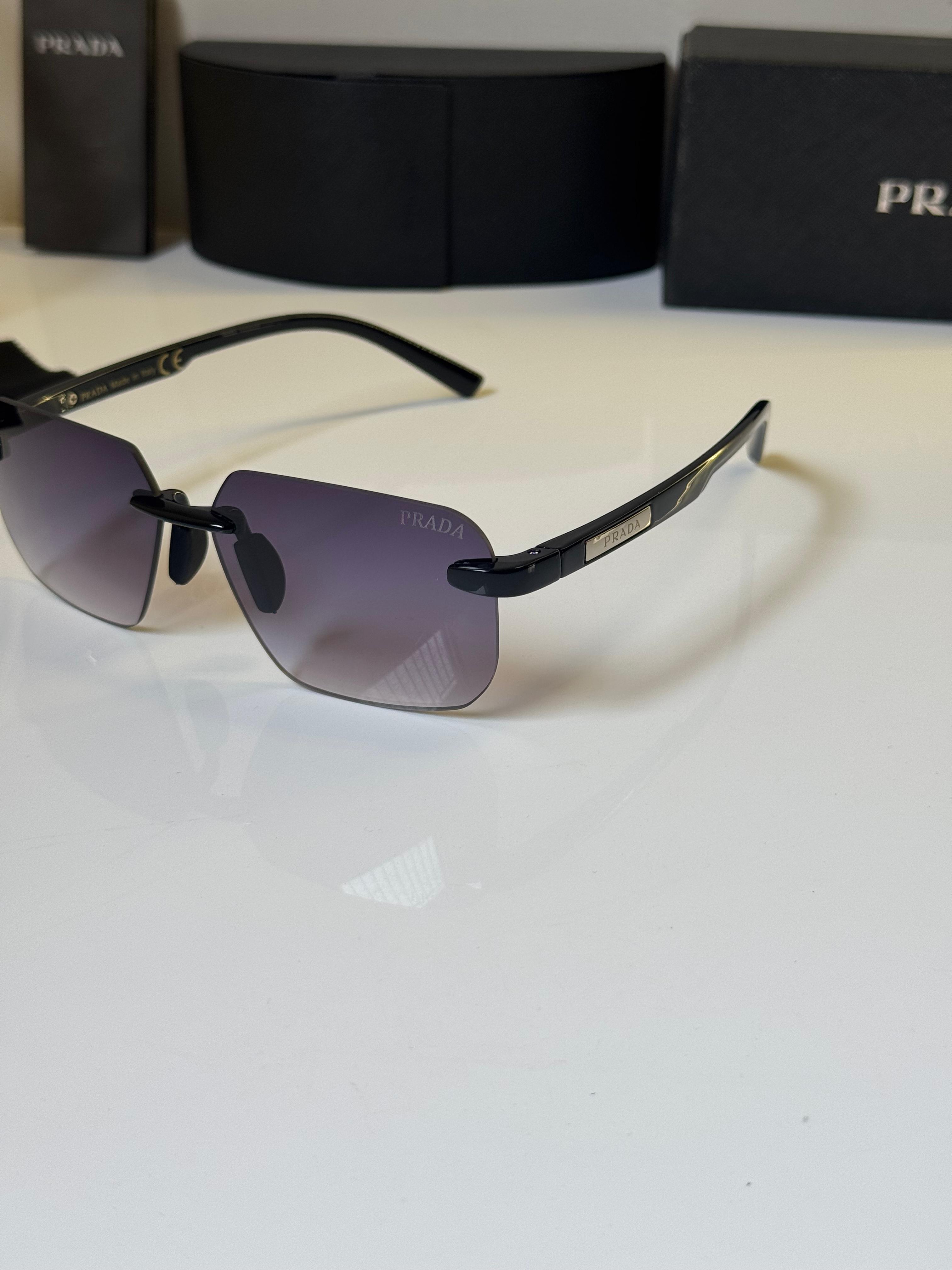 Prada Rimless Purple Gradient Tint Unisex Sunglasses