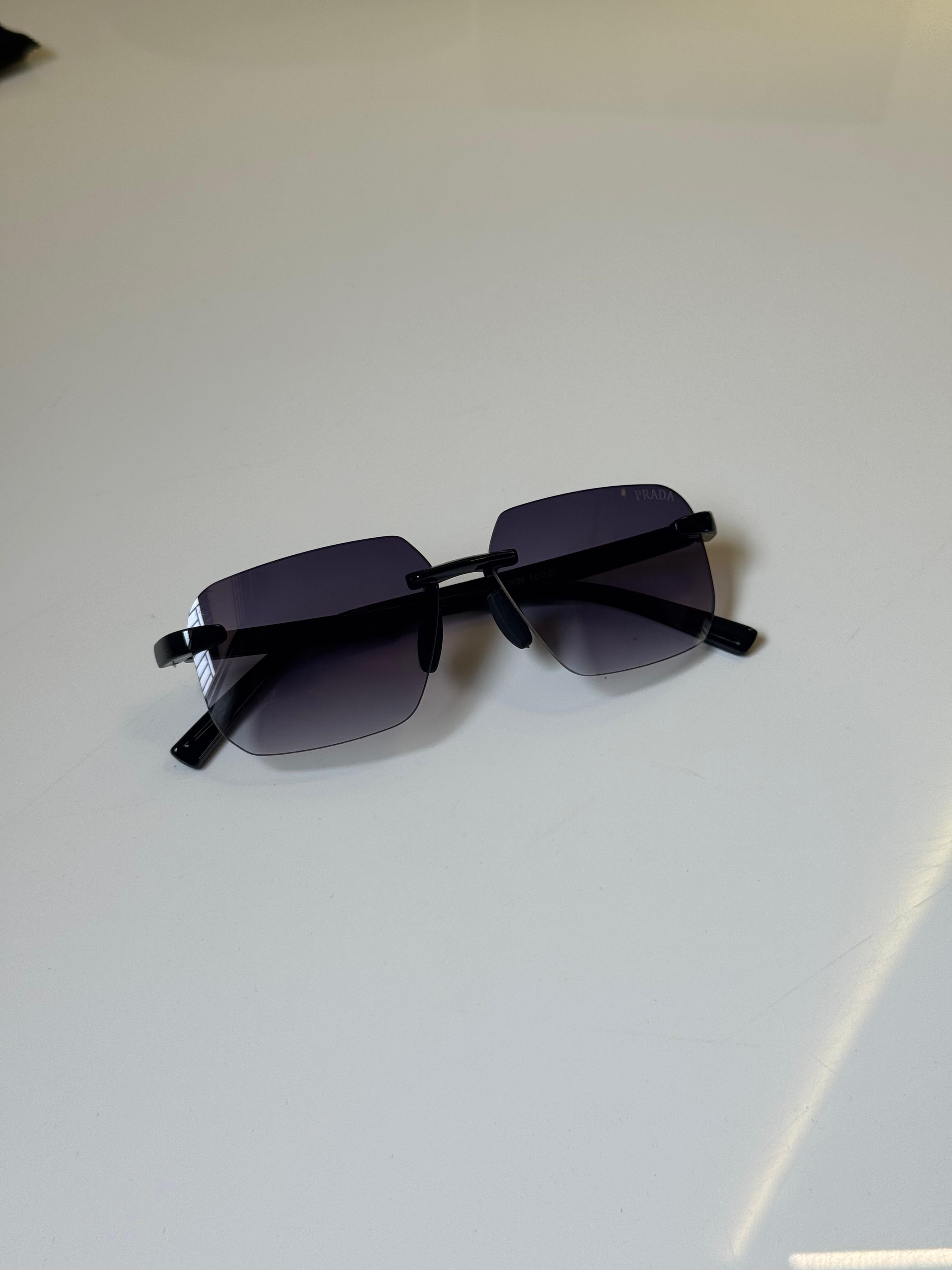 Prada Rimless Purple Gradient Tint Unisex Sunglasses