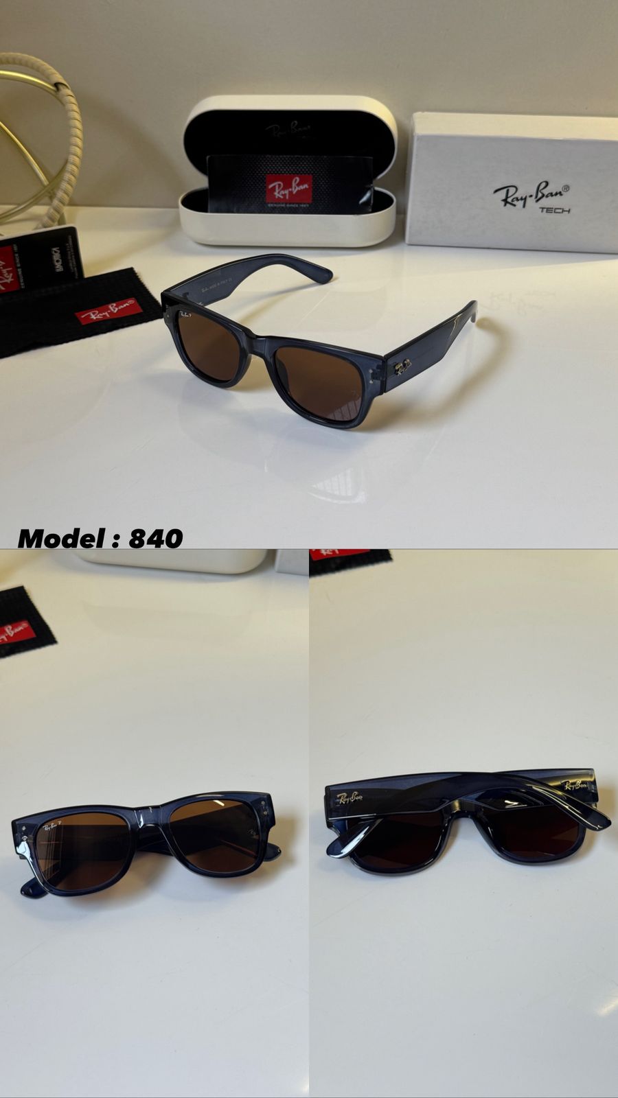 Ray-Ban Unisex Black Brown Gradient Square Unisex Sunglasses
