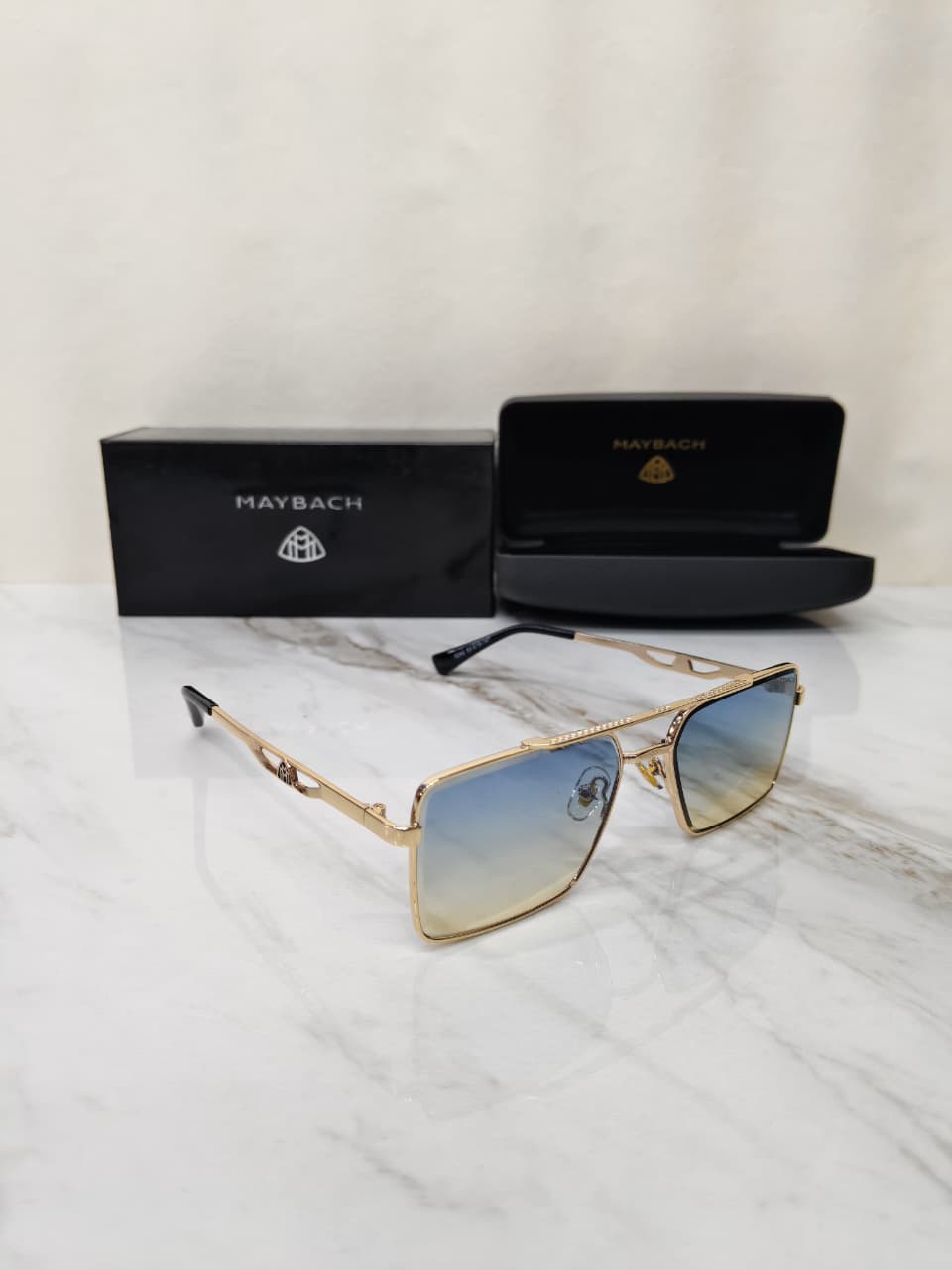Maybach Gold Blue Premium Men's Sunglasses