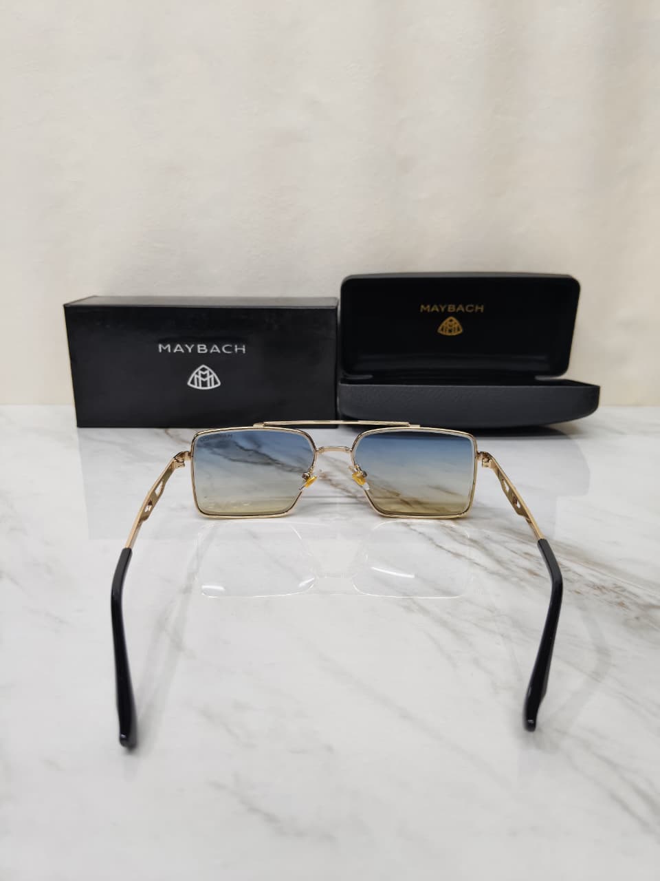 Maybach Gold Blue Premium Men's Sunglasses