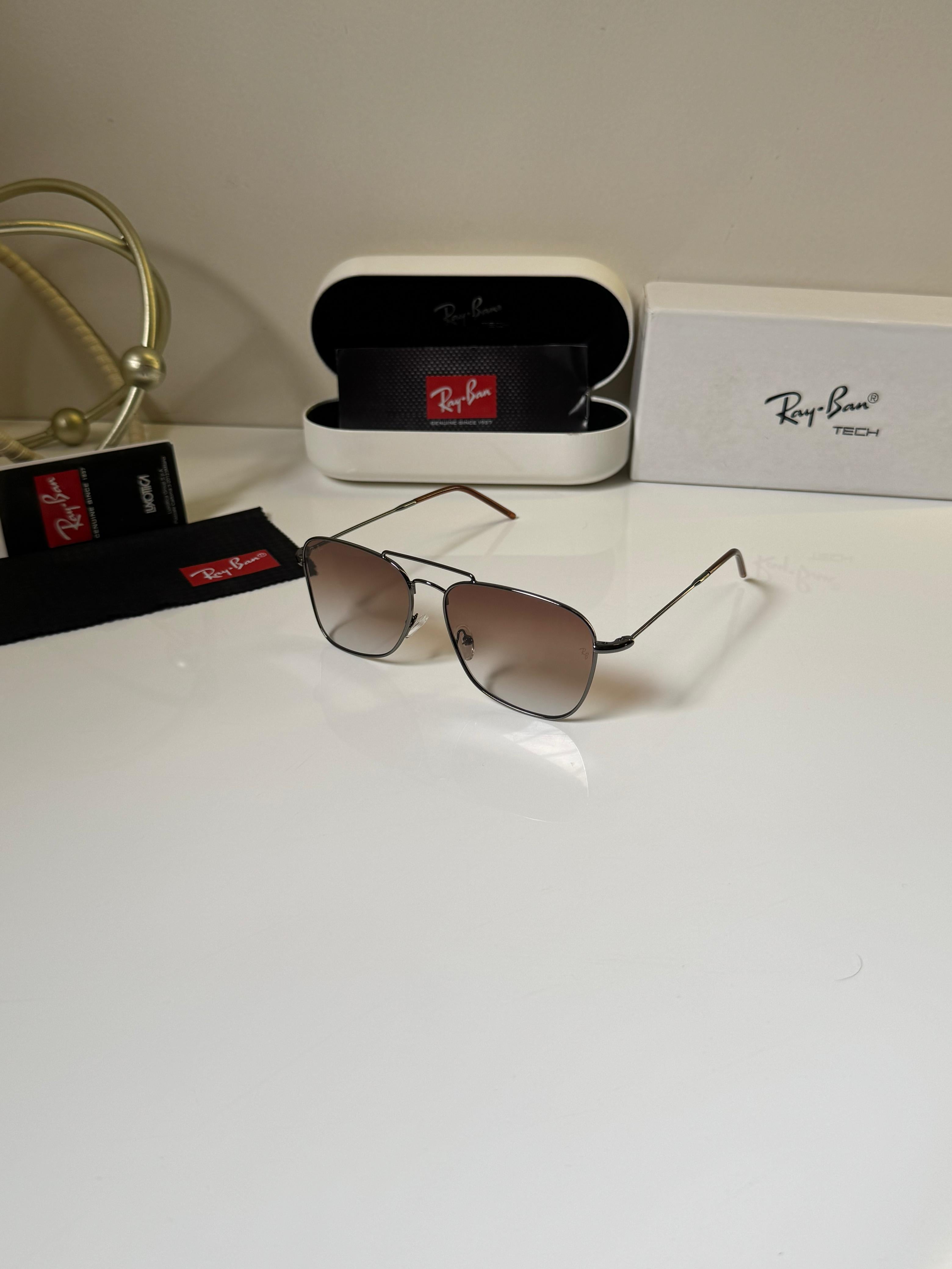 RAY-BAN Men Gradient Brown Lens Square Sunglasses