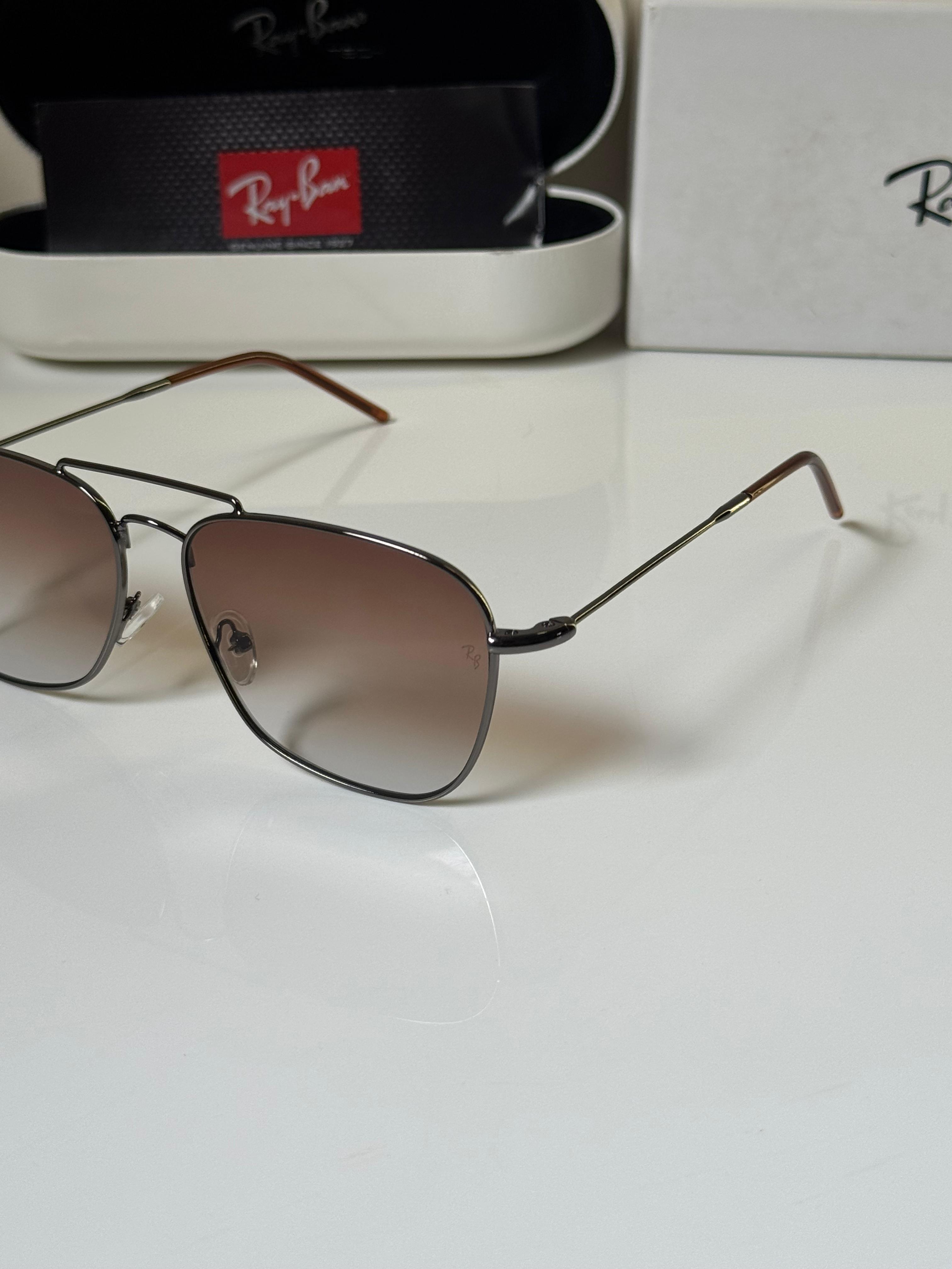 RAY-BAN Men Gradient Brown Lens Square Sunglasses
