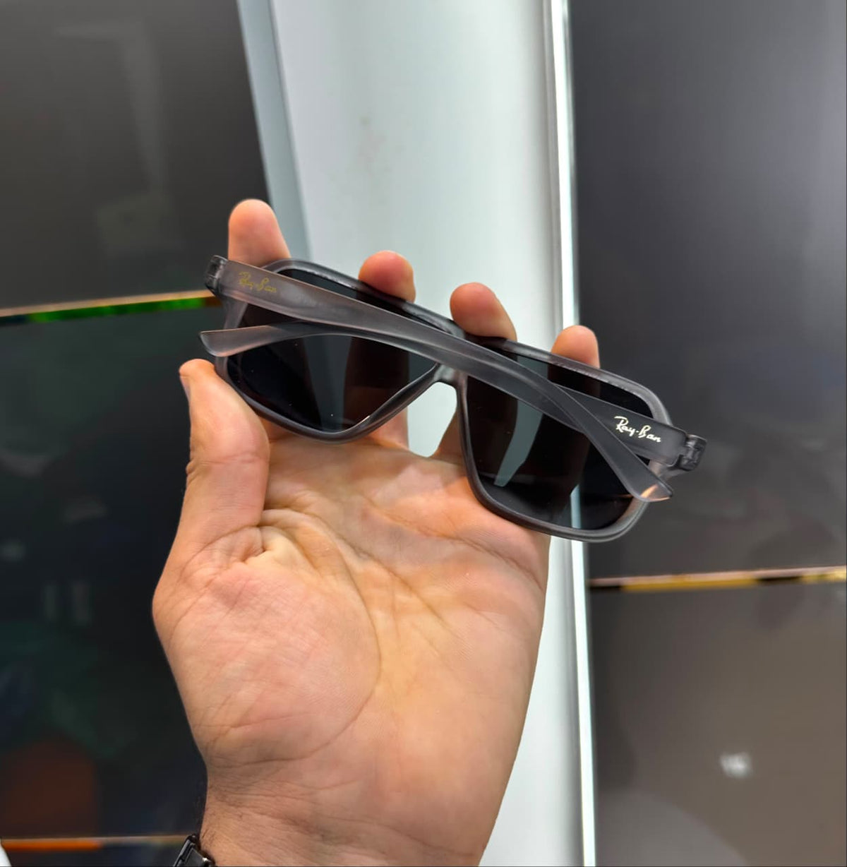 Rayban Grey Black Matt Premium Unisex Sunglasses