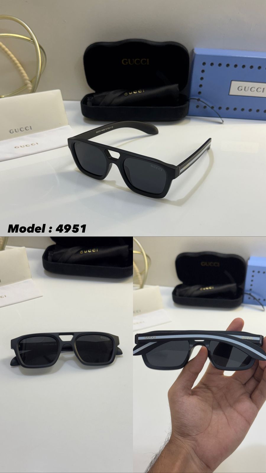 Gucci Grey Black Premium Quality Men's Sunglass