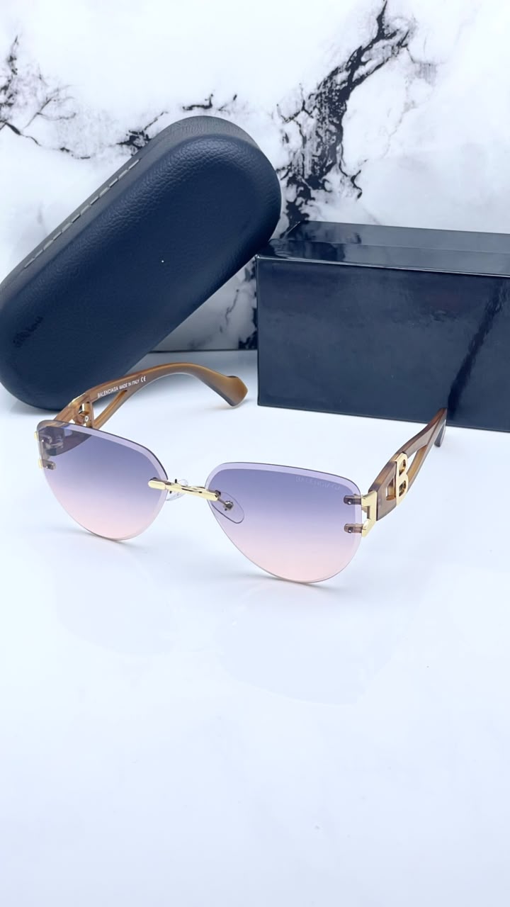 Balanciaga Gold Purple Peach Women's Sunglasses
