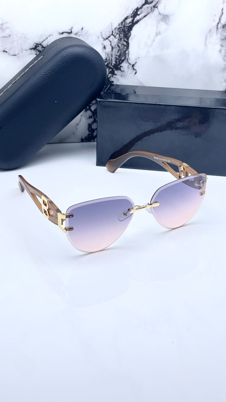 Balanciaga Gold Purple Peach Women's Sunglasses