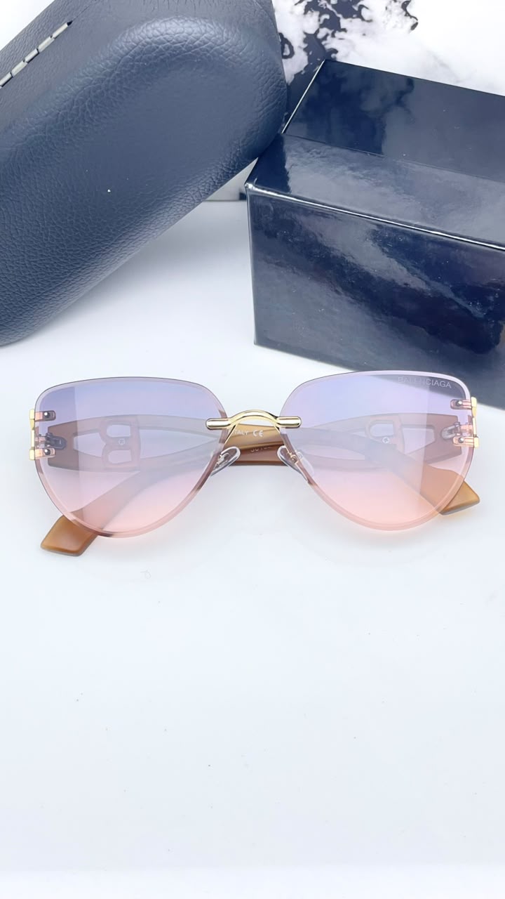 Balanciaga Gold Purple Peach Women's Sunglasses