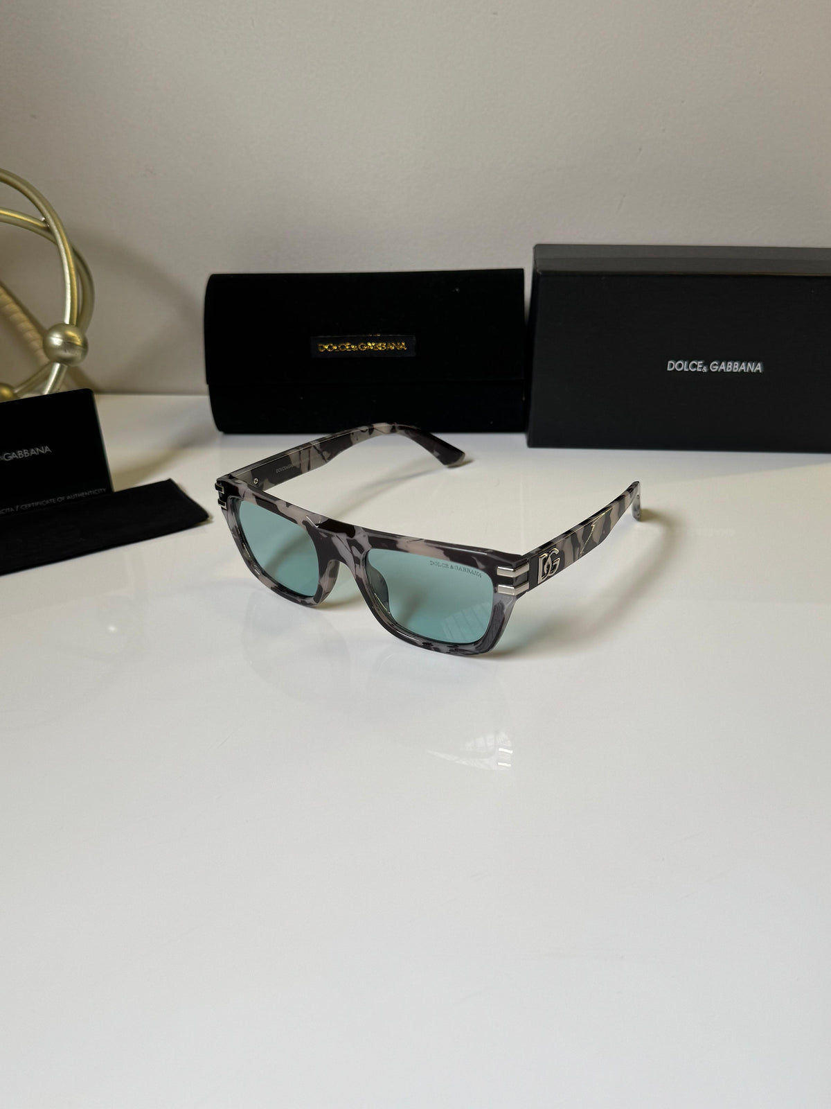 Dolce & Gabbana Men UV-Protected Rectangle Black Sunglasses