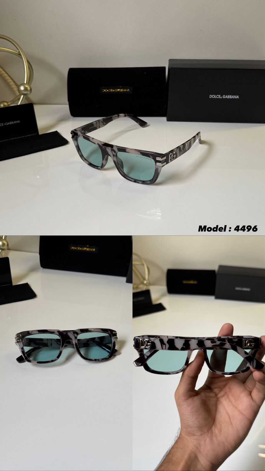 Dolce & Gabbana Men UV-Protected Rectangle Black Sunglasses