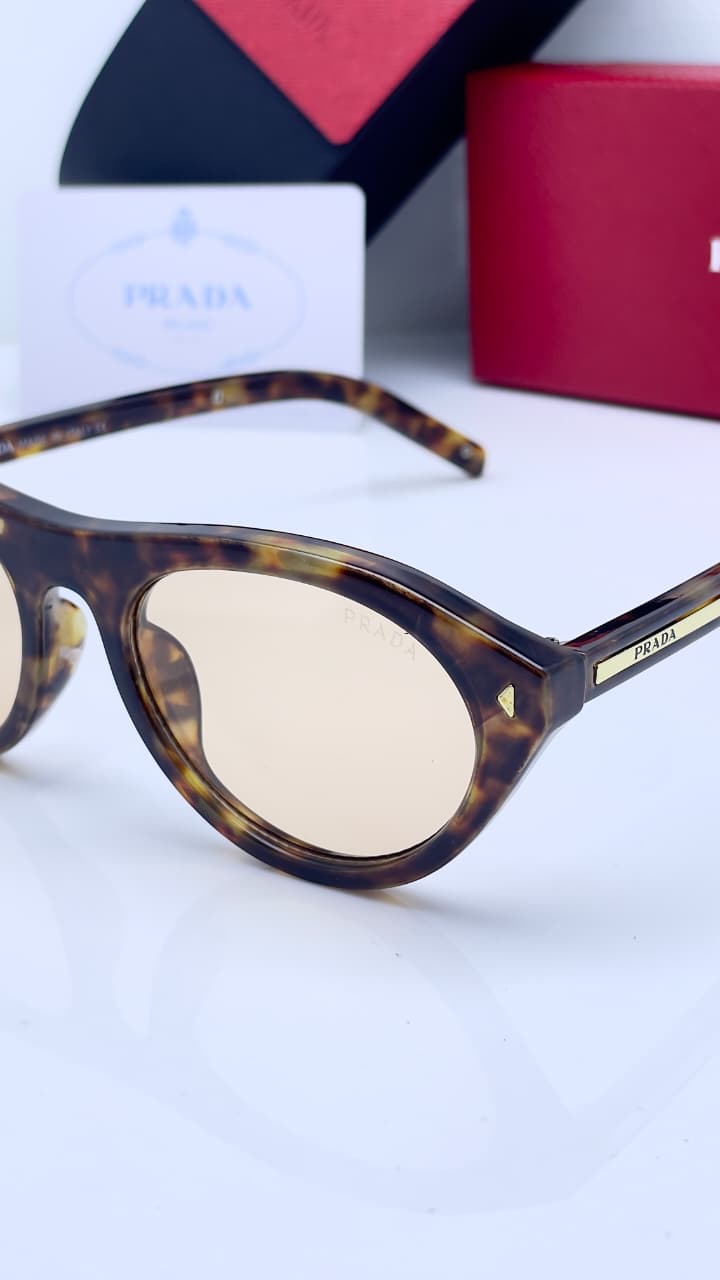Prada Signature Brown UV Protected Irregular Sunglasses for Women