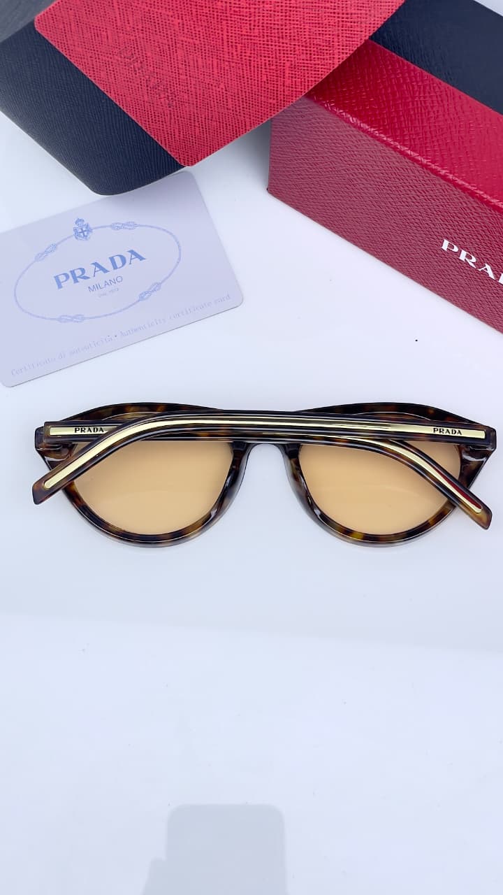 Prada Signature Brown UV Protected Irregular Sunglasses for Women