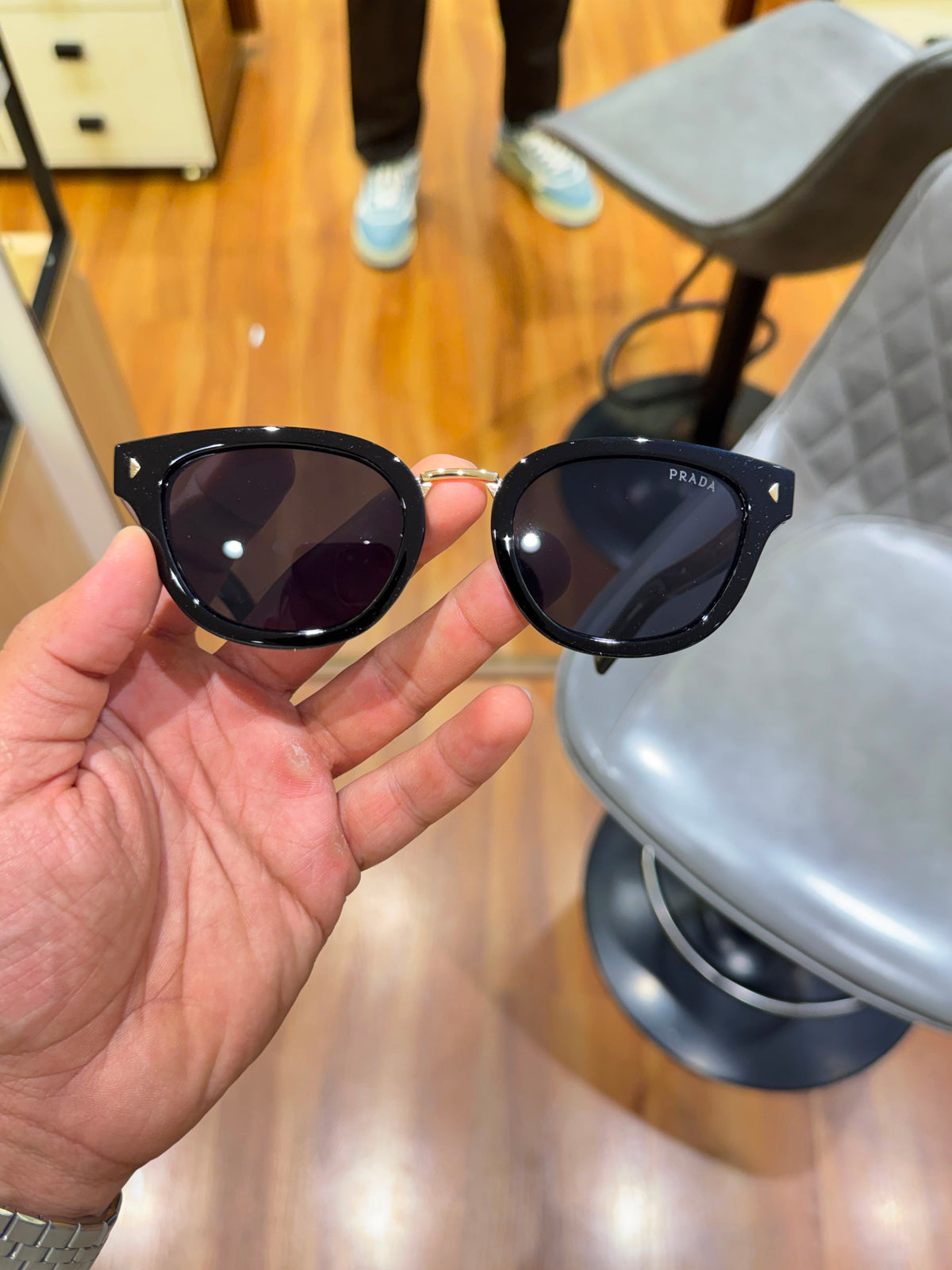 Prada gold-toned metal Men Sunglasses