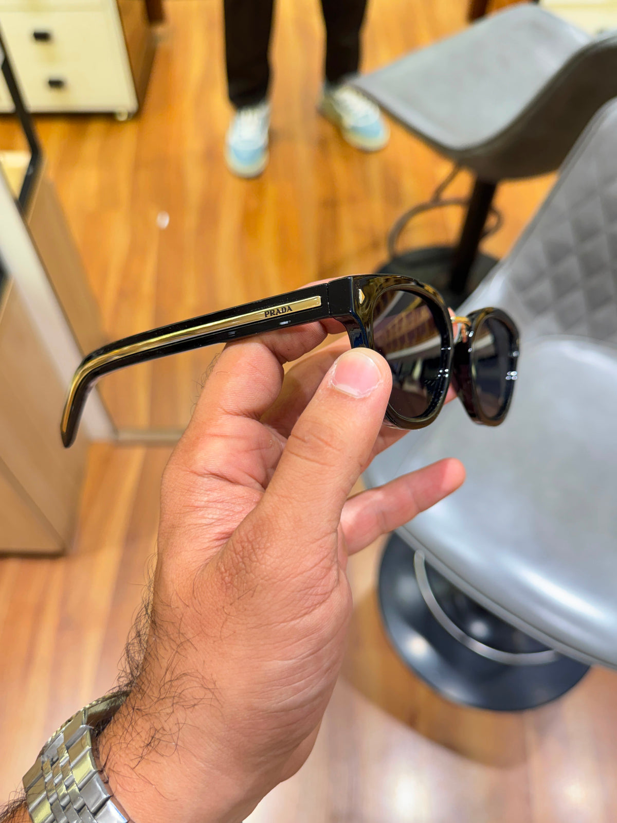 Prada gold-toned metal Men Sunglasses